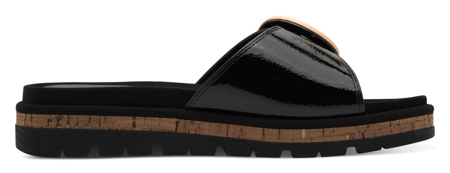 MARCO TOZZI Pantolette, Plateau, Sommerschuh, Schlupfschuh mit dekorativer Schnalle