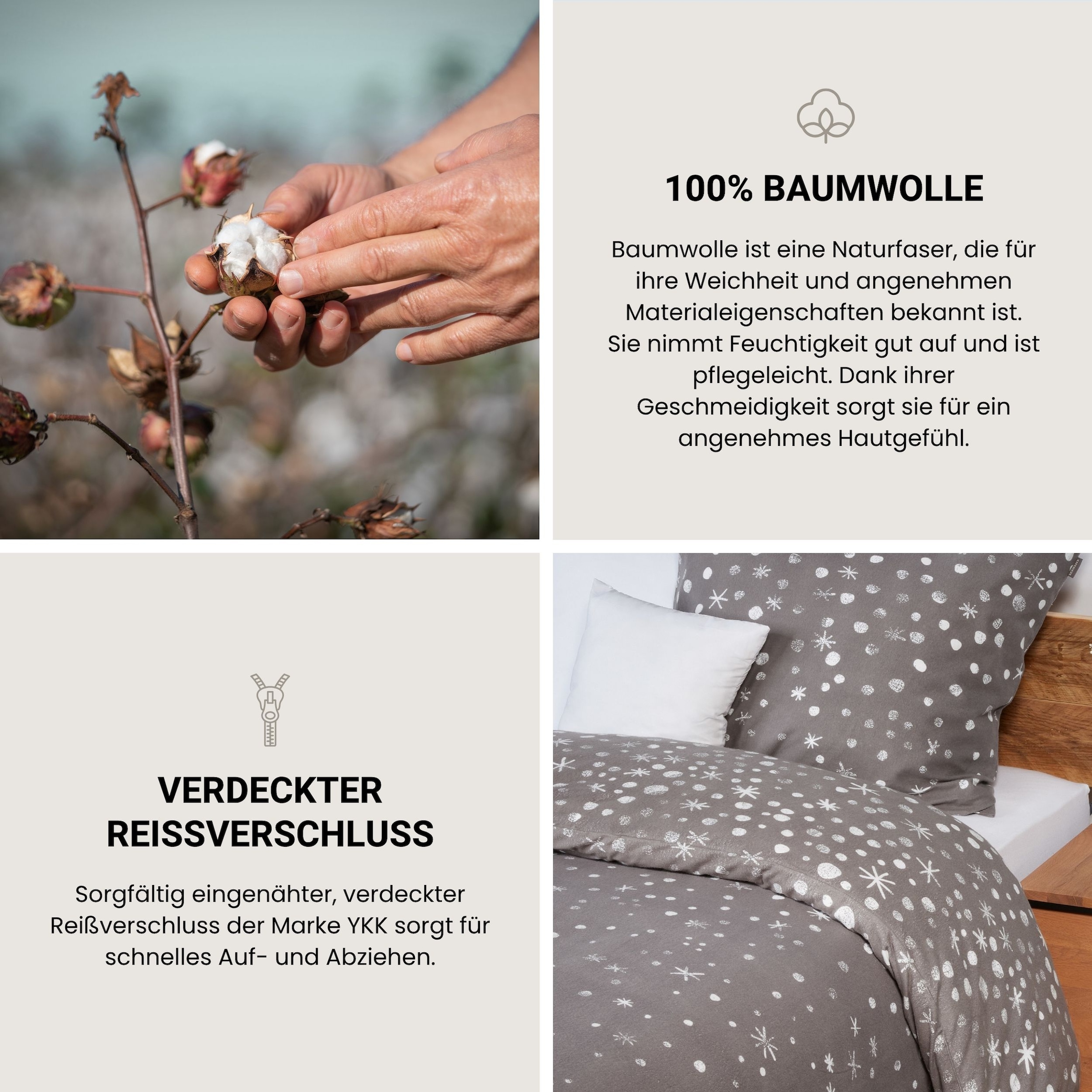 Schiesser Bettwäsche »Runa aus weicher Baumwolle mit coolem Winter-Print« 2 Stk. OEKO-TEX® MADE IN GREEN-zertifiziert