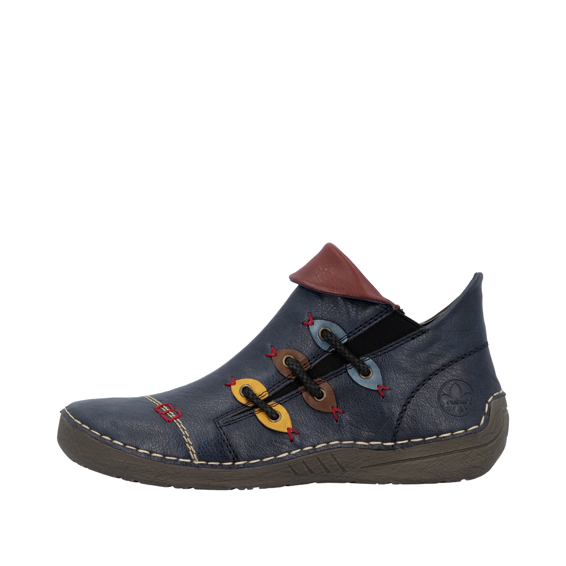 Rieker Stiefelette  Schlupfboots, Slipper mit bunten Applikationen seitlich