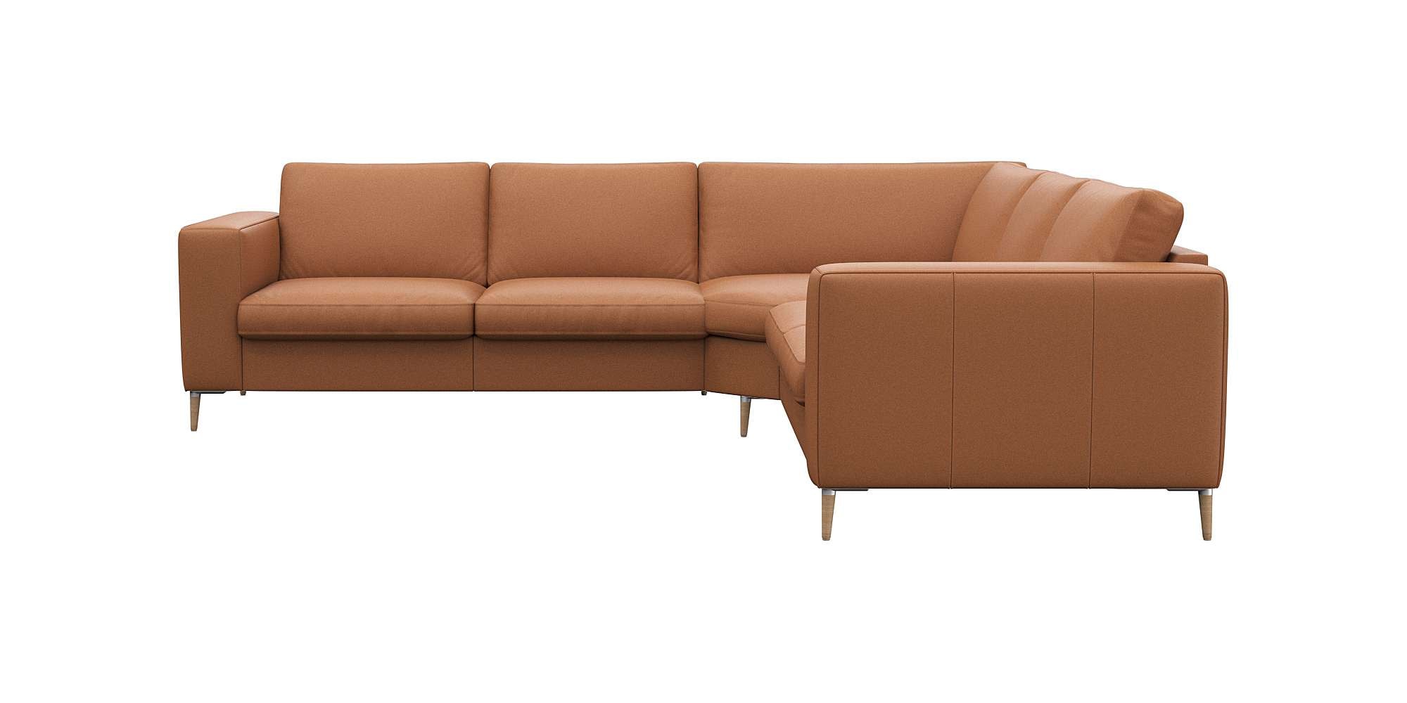 FLEXLUX Ecksofa "Fiore, gleichschenklig, super Sitzkomfort durch Kaltschaum im Sitz" breite Armlehnen, Füße Alu+ Eiche, L-Form
