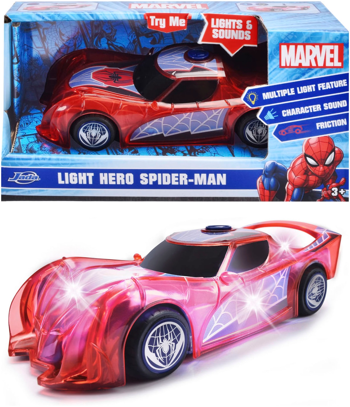 Spielzeug-Auto »Marvel Light Hero Spider-Man 1:32«, mit Licht und Sound