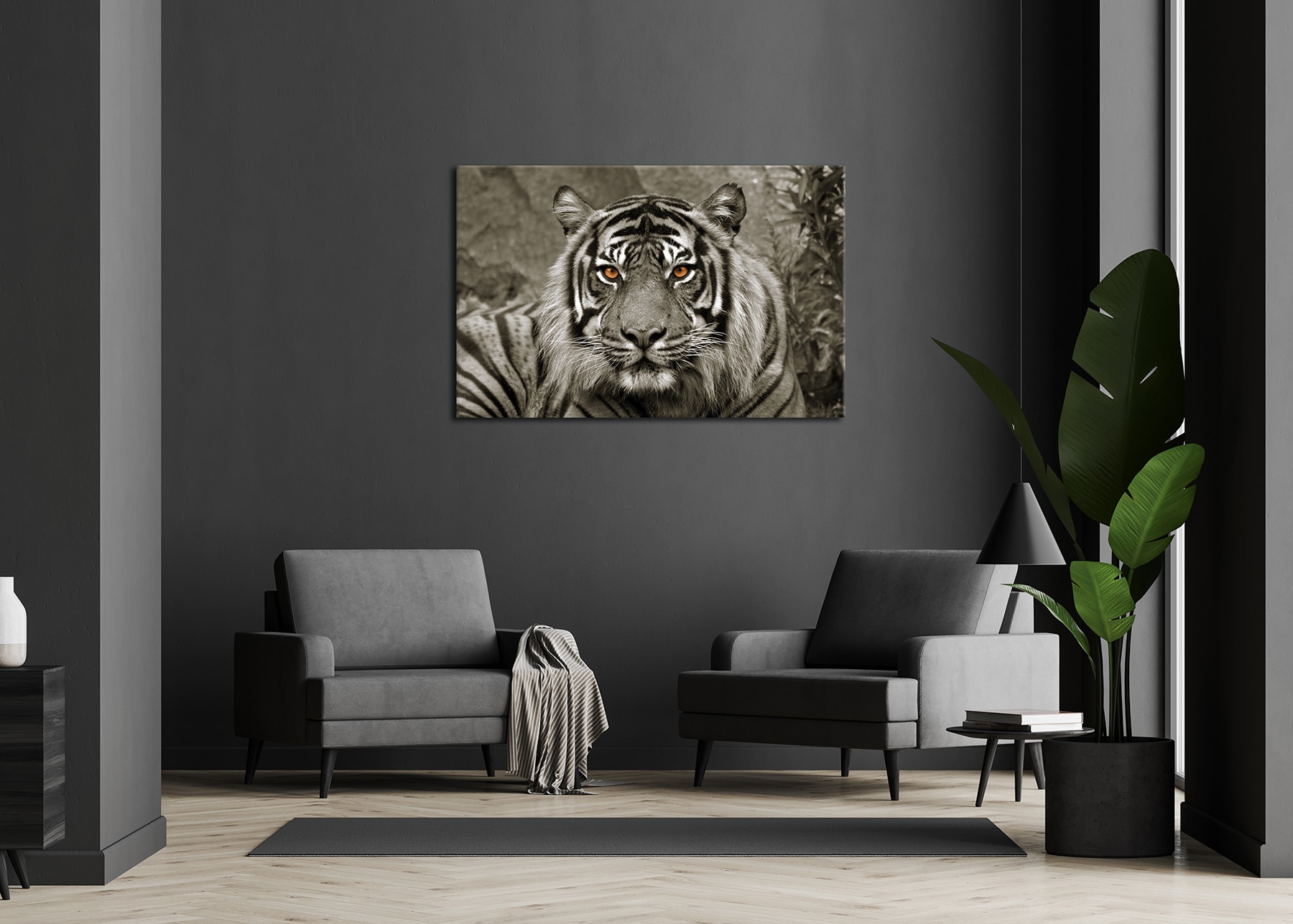 Bönninghoff Leinwandbild »Wandbild TIGER 78x118 cm – Leinwandbild Keilrahmen Deko modern« Raubkatzen | Tiger | Wildtiere 1 Stk. tlg. auf Keilrahmen gespannt