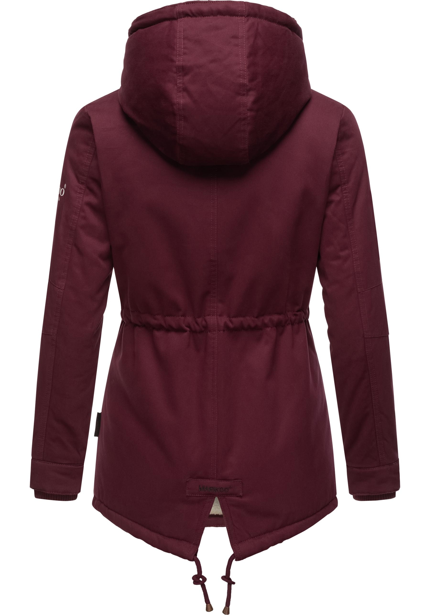 Marikoo Winterjacke »Manolya«, mit Kapuze, stylischer Kurzmantel mit weichem Teddyfell-Futter