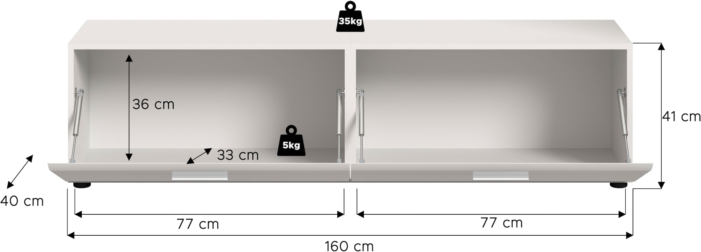 Home affaire Lowboard »FLORENZ, hochwertige MDF-Front,Rillenfräsung, 2 Klappen« 1 Stk. tlg. Lowboard, TV-Unterschrank, TV-Lowboard