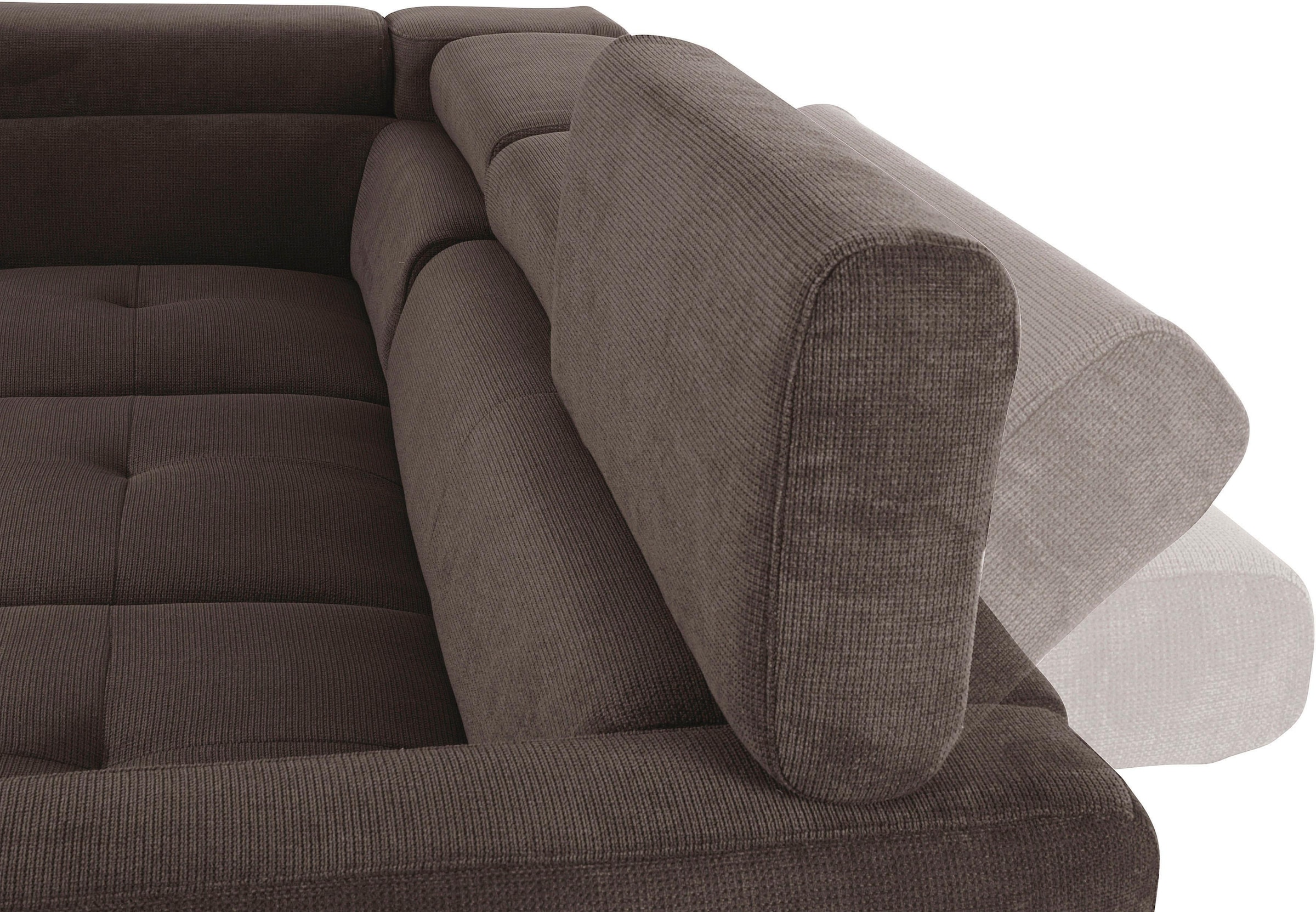 COTTA Ecksofa »Sammy L-Form«, mit Kopfteilverstellung, wahlweise mit Bettfunktion & Bettkasten