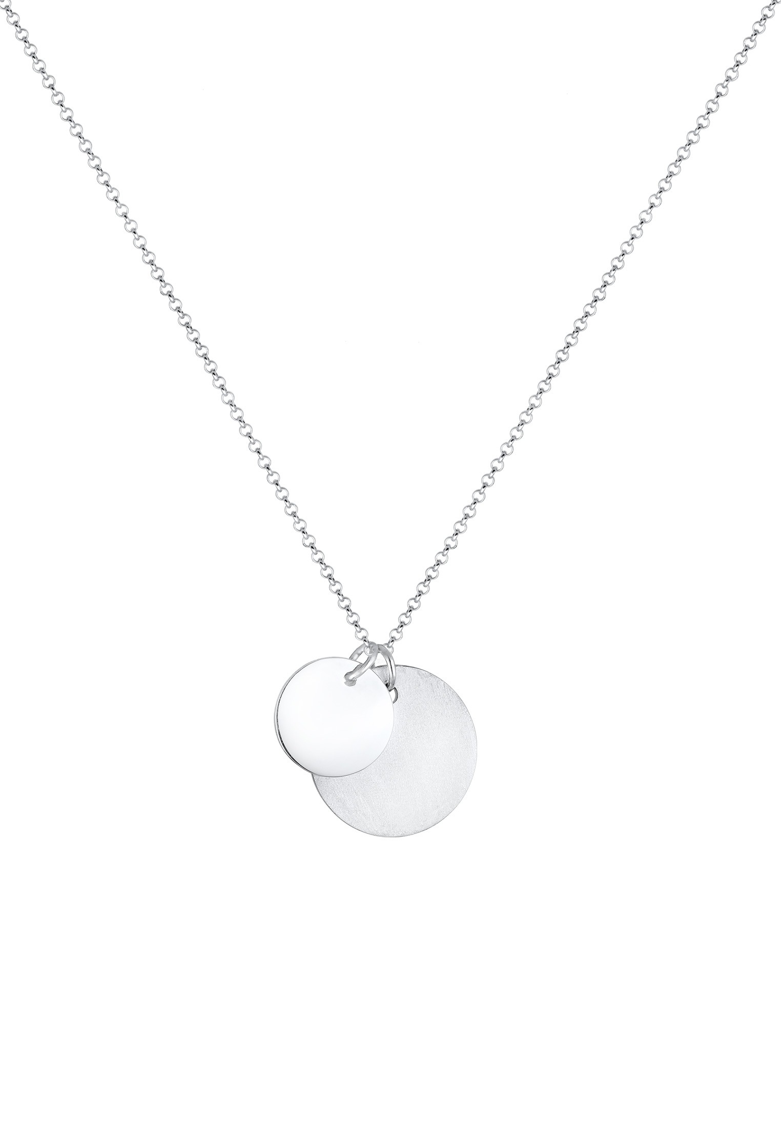 Elli Kette mit Anhänger »Duo Erbskette Plättchen Kreis Brushed 925 Silber«