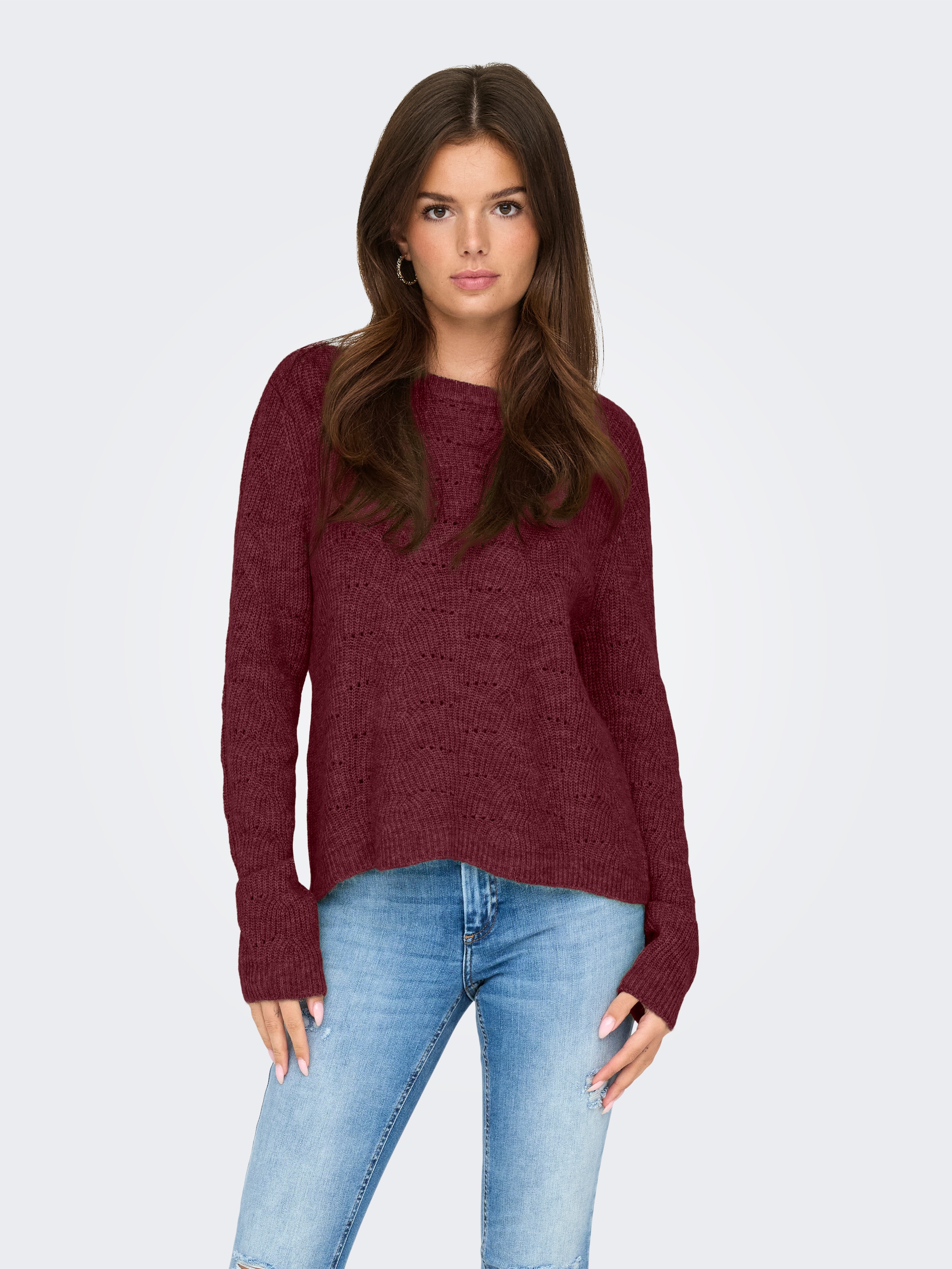 ONLY Rundhalspullover "ONLLOLLI L/S PULLOVER KNT NOOS" Materialmix günstig online kaufen