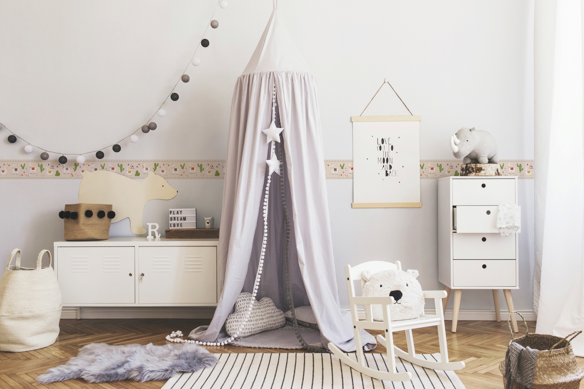 A.S. Création Bordüre »Relaxed Lamas«, Motiv-abstrakt-naturalistisch, Papier Wand Schräge Tür Borte Wohnzimmer Schlafzimmer Küche Design
