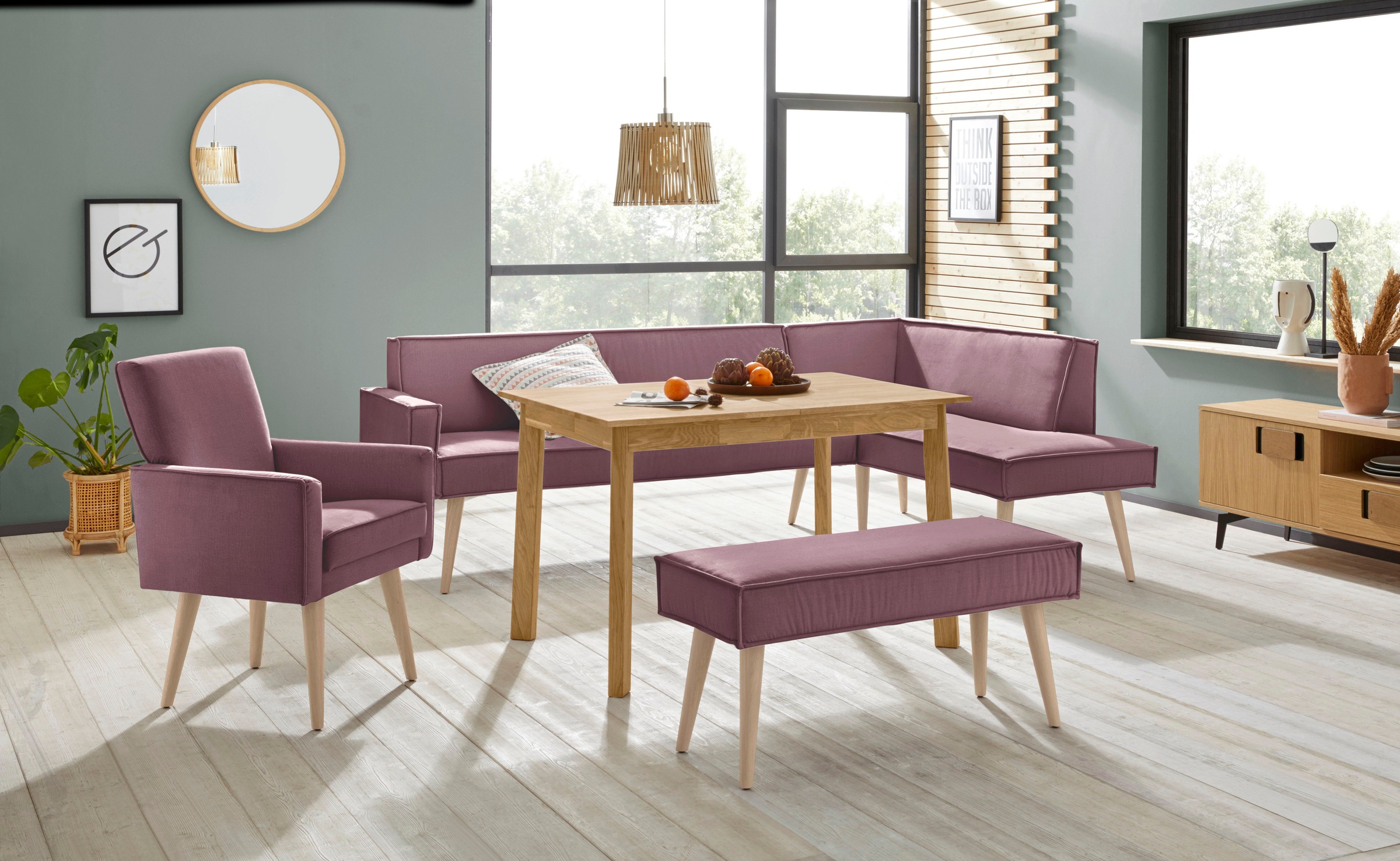 exxpo - sofa fashion Sessel »Lungo, Loungesessel mit moderner Kedernaht, bequem und elegant«, Breite 64 cm, hoher Holzfuß