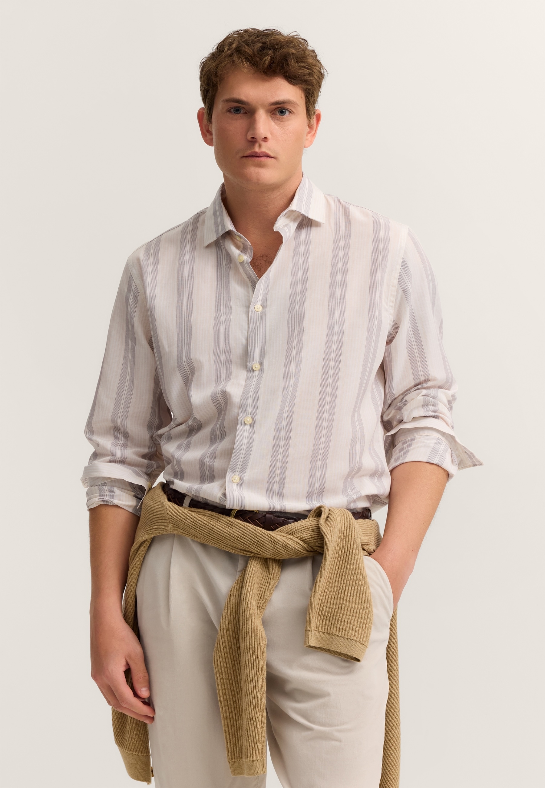 bugatti Businesshemd "Loose Fit" gestreift mit Kentkragen günstig online kaufen