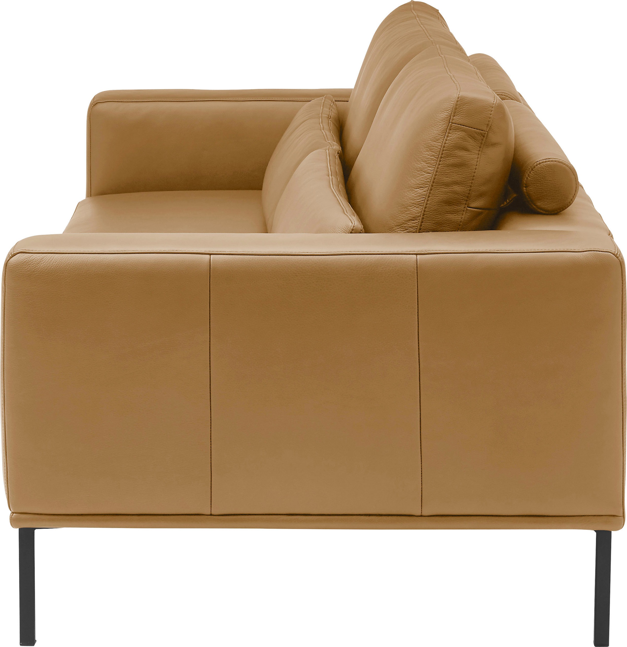 3-Sitzer MUSTERRING "JustBPM100, 242 cm breit, aus hochwertigem Leder", curcuma, B:242cm H:88cm T:107cm, 100% Leder, Sofas, XL-Sofa, wahlweise mit Nierenkissen und mot. Sitzauszug, Fuß schwarz 6