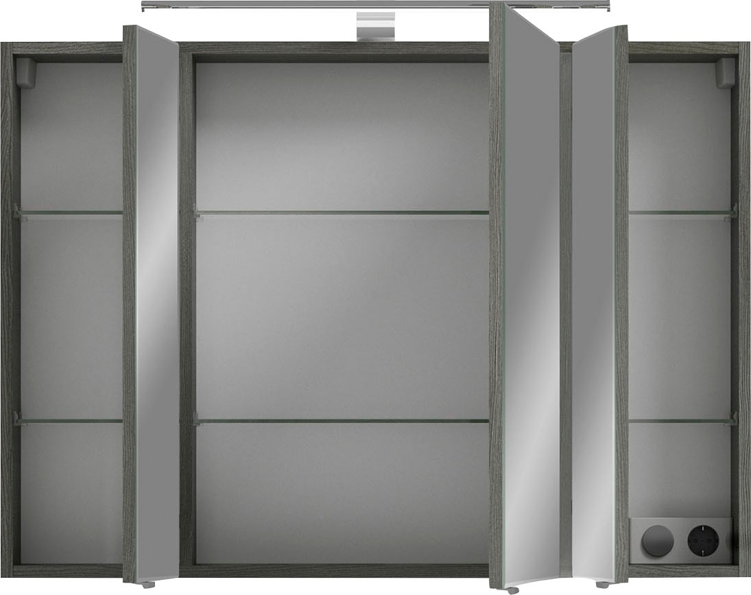 Saphir Badmöbel-Set »6005 Sprint 2-teilig, Keramik-Waschtisch mit LED-Spiegelschrank«, (2 St.), Waschplatz 98 cm breit, inkl. Türdämpfer, 3 Türen, 2 Schubladen