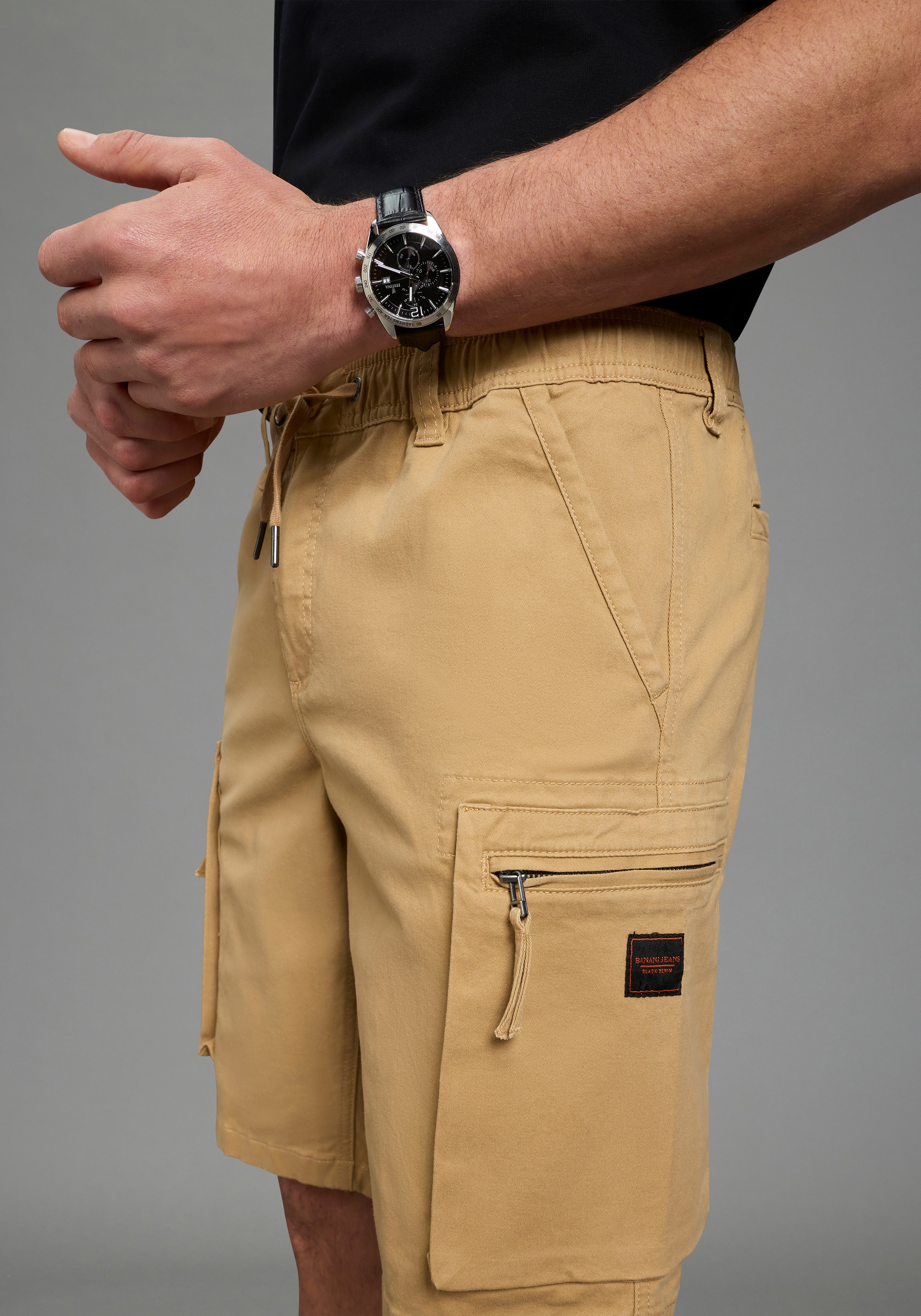 Bruno Banani Cargoshorts  Cargohose mit geradem Bein, mit Bindeband am Bund