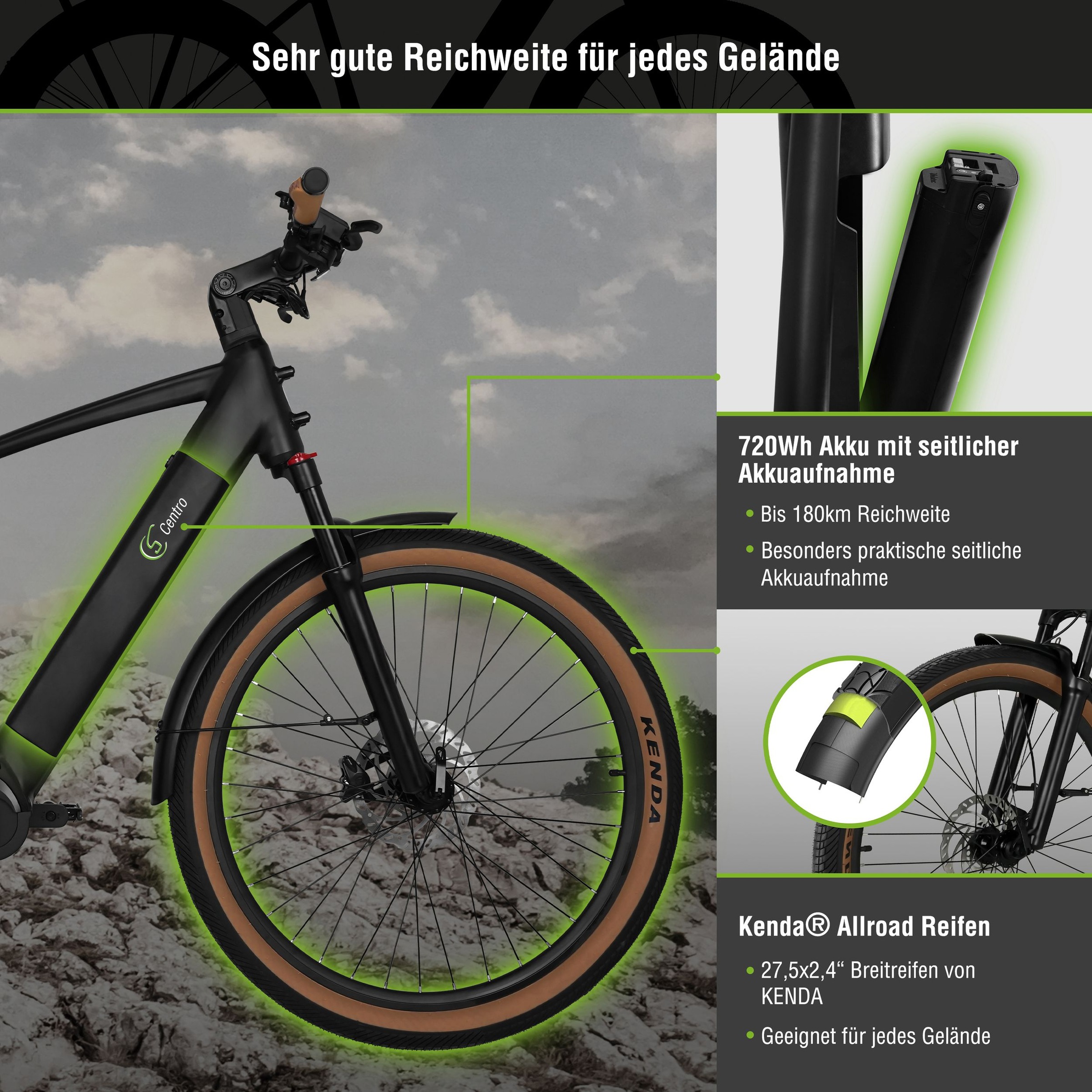 SachsenRad »S8 Centro mit Alarmanlage« 10 Gang Shimano Kettenschaltung Mittelmotor 250 W