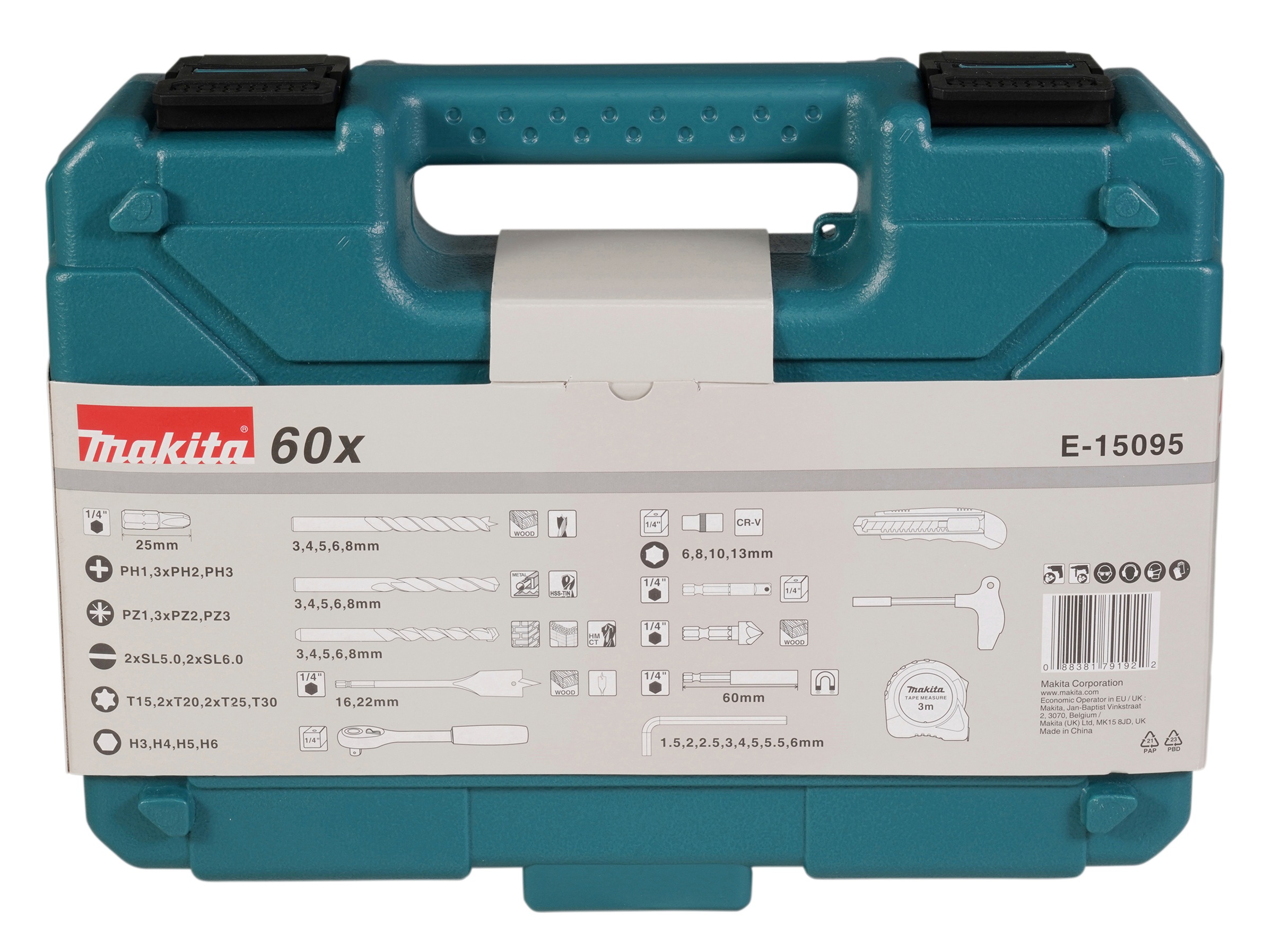 Makita Werkzeugset »»E-15095««, 60-tlg., inkl. Aufbewahrungskoffer