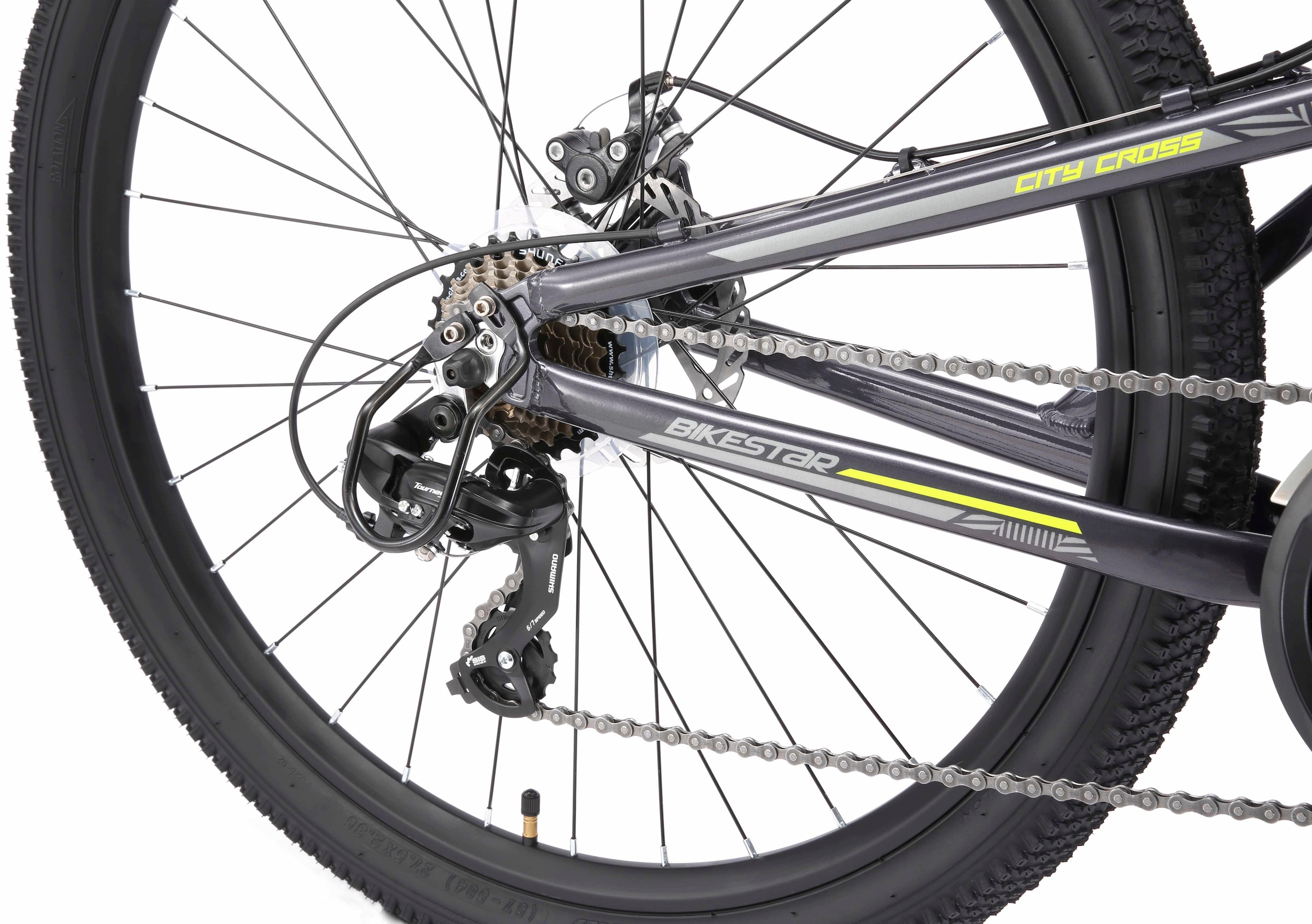 Bikestar Mountainbike, 21 Gang, Shimano, RD-TY300 Schaltwerk, Kettenschaltung, für Damen und Herren, Kettenschaltung