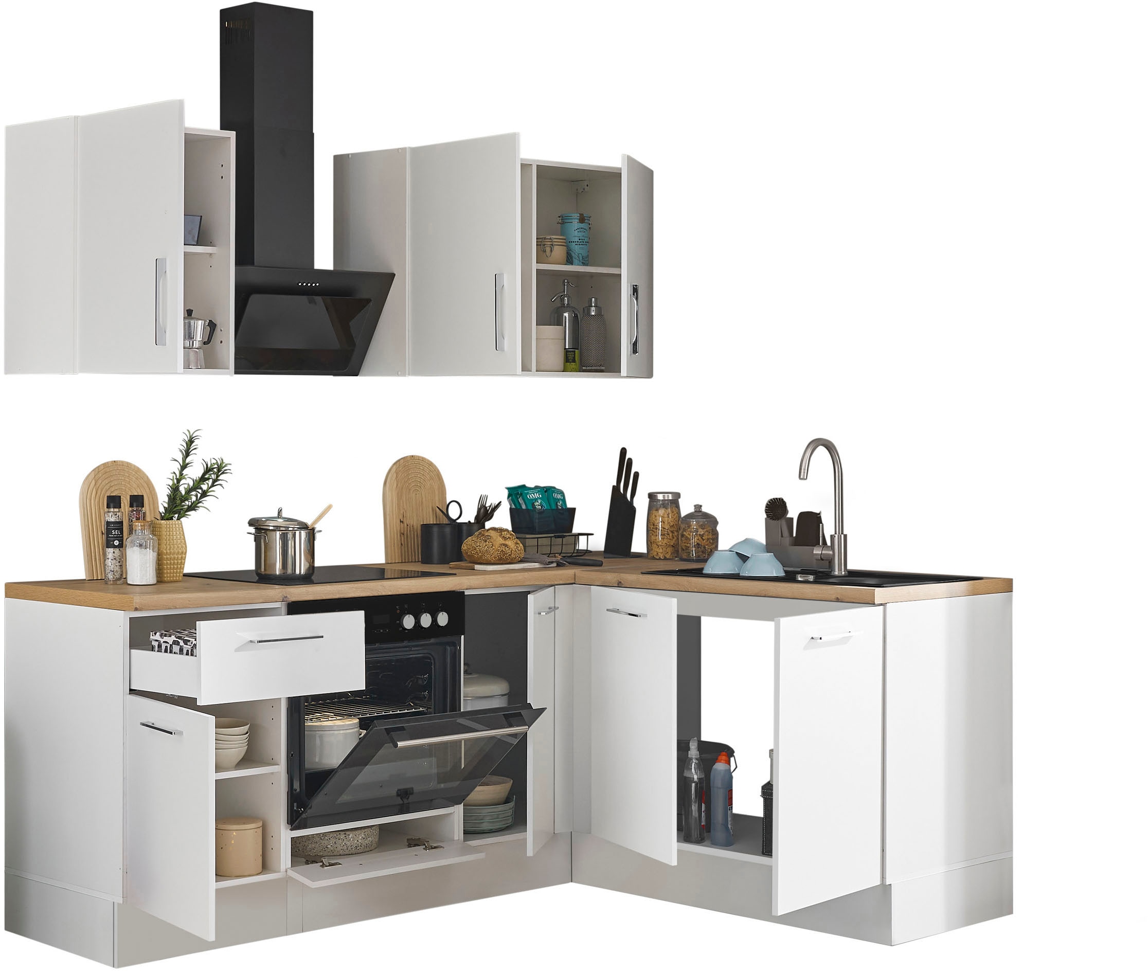BASIC by Balculina Winkelküche »Turin«, Stellbreite 210x175 cm, wahlweise mit E-Geräten
