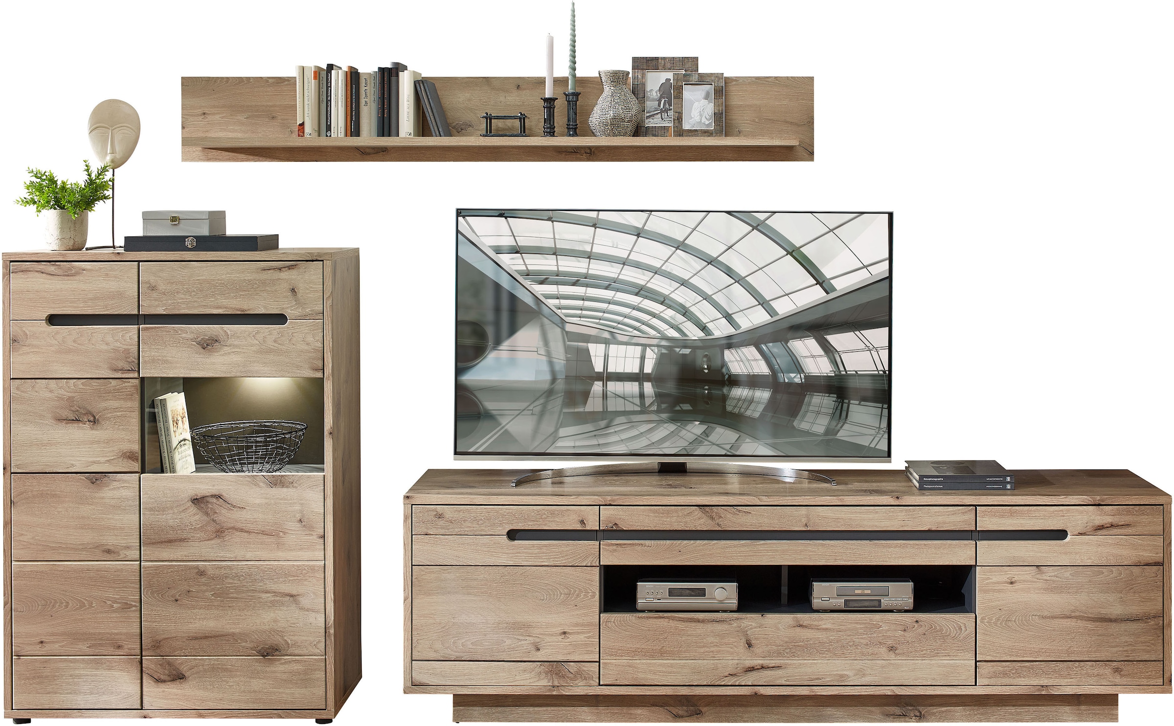 Innostyle Wohnwand »BELLANO«, (Komplett-Set, 3 St.), inkl. LED-Beleuchtung