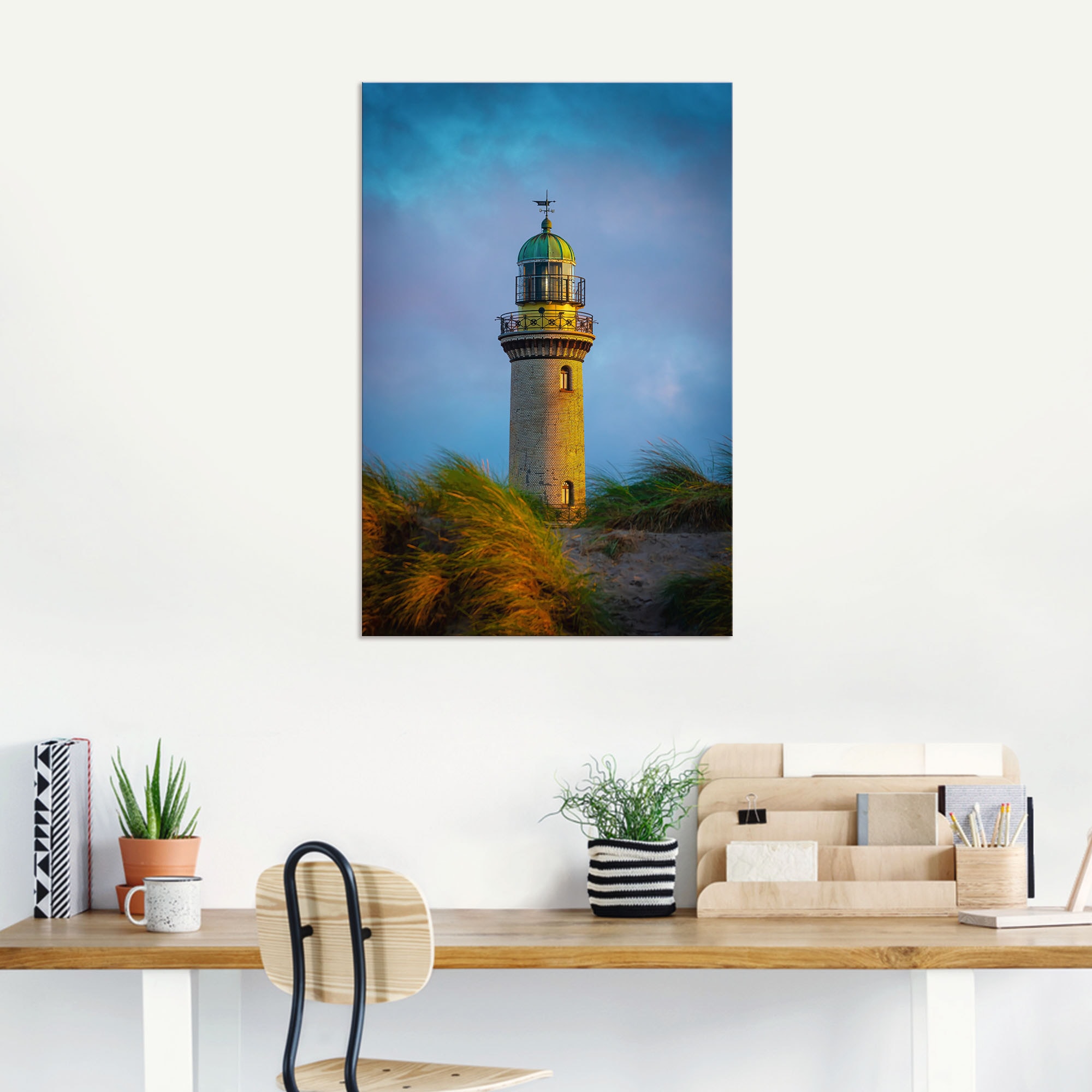 Artland Wandbild »Leuchtturm in Warnemünde«, Gebäude, (1 St.), als Alubild, Leinwandbild, Wandaufkleber oder Poster in versch. Größen