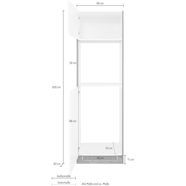 HELD MÖBEL Backofen/Kühlumbauschrank »Virginia«, 200 cm hoch, 60 cm breit,  Nische für Ofen B/H/T: 56/59/55 cm | BAUR