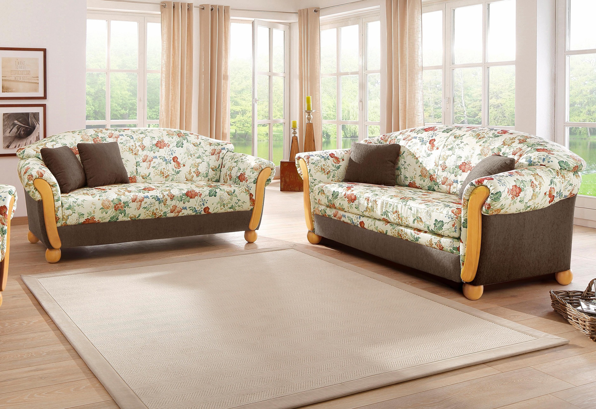 Home affaire Polstergarnitur "Milano, bequem durch Federkern, Landhaus Stil günstig online kaufen