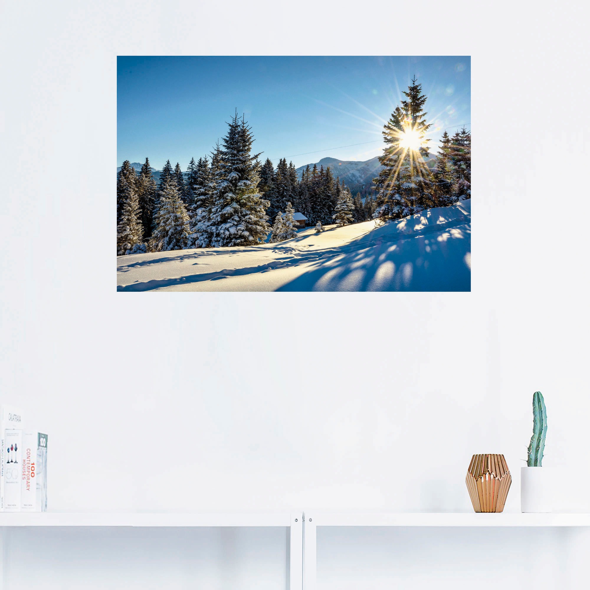 Artland Wandbild »Winterlandschaft mit Sonnenstern«, Berge, (1 St.), als  Alubild, Leinwandbild, Wandaufkleber oder Poster in versch. Größen  bestellen | BAUR