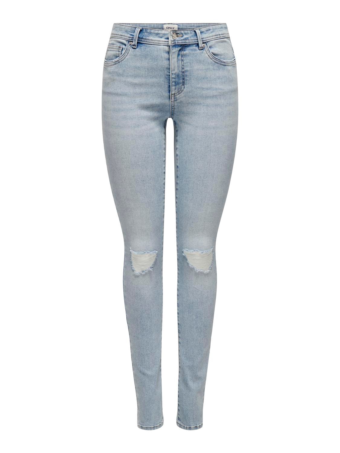 ONLY Skinny-fit-Jeans »ONLWAUW MID WAIST KNEE DES PIM«, mit Destroyed Effekt