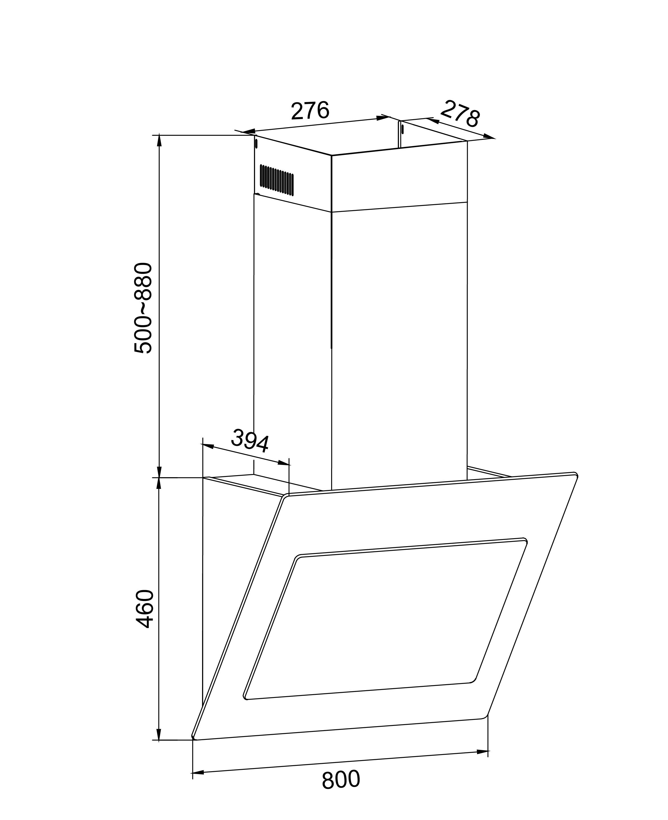 Amica Kaminhaube »KHF 685 651 S« Schwarz & flexibel: Licht an, Slider rauf – im Nu sauber