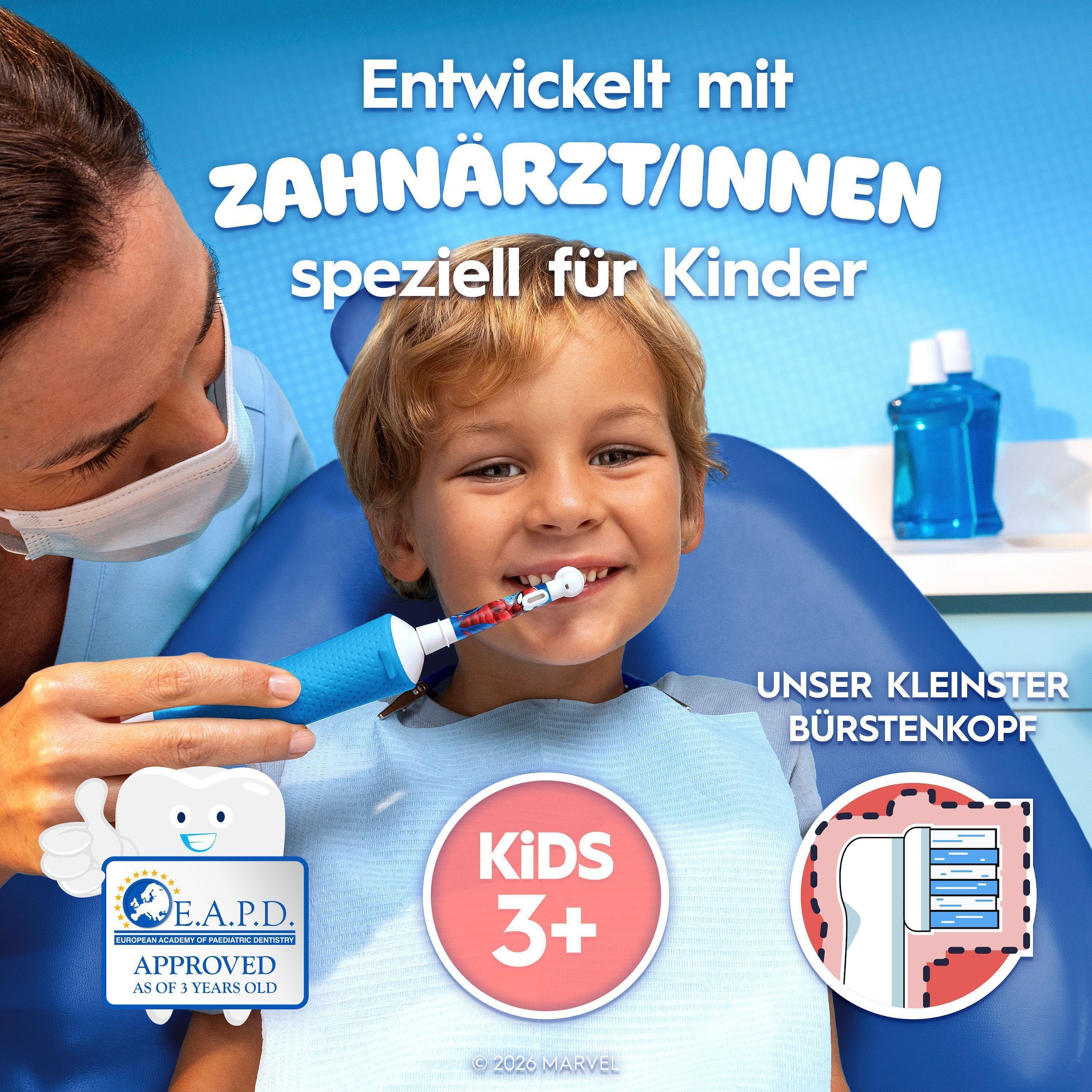 Oral-B Elektrische Zahnbürste »Pro Kids Spiderman« 1 Stk. Aufsteckbürsten für Kinder ab 3 Jahren
