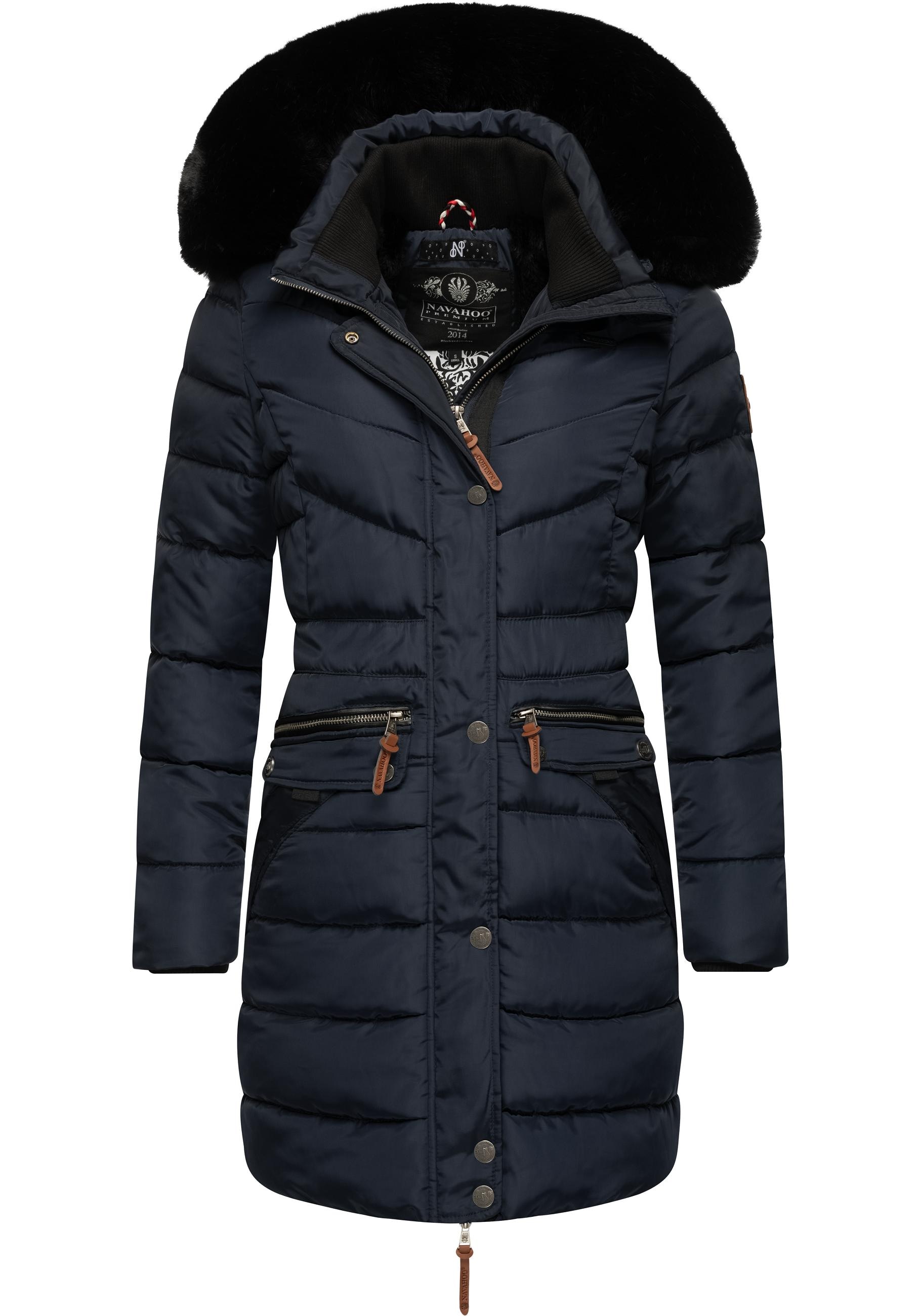 Navahoo Steppmantel "Paula", stylischer Winter Parka m. edlem Fellimitat