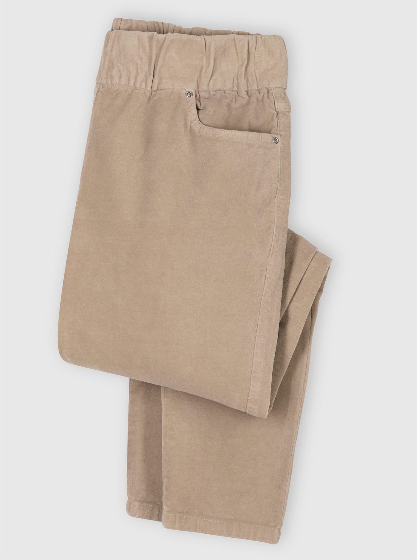 Inspirationen Women's Pull-On Velvet Trousers Beige Short Size 21 3