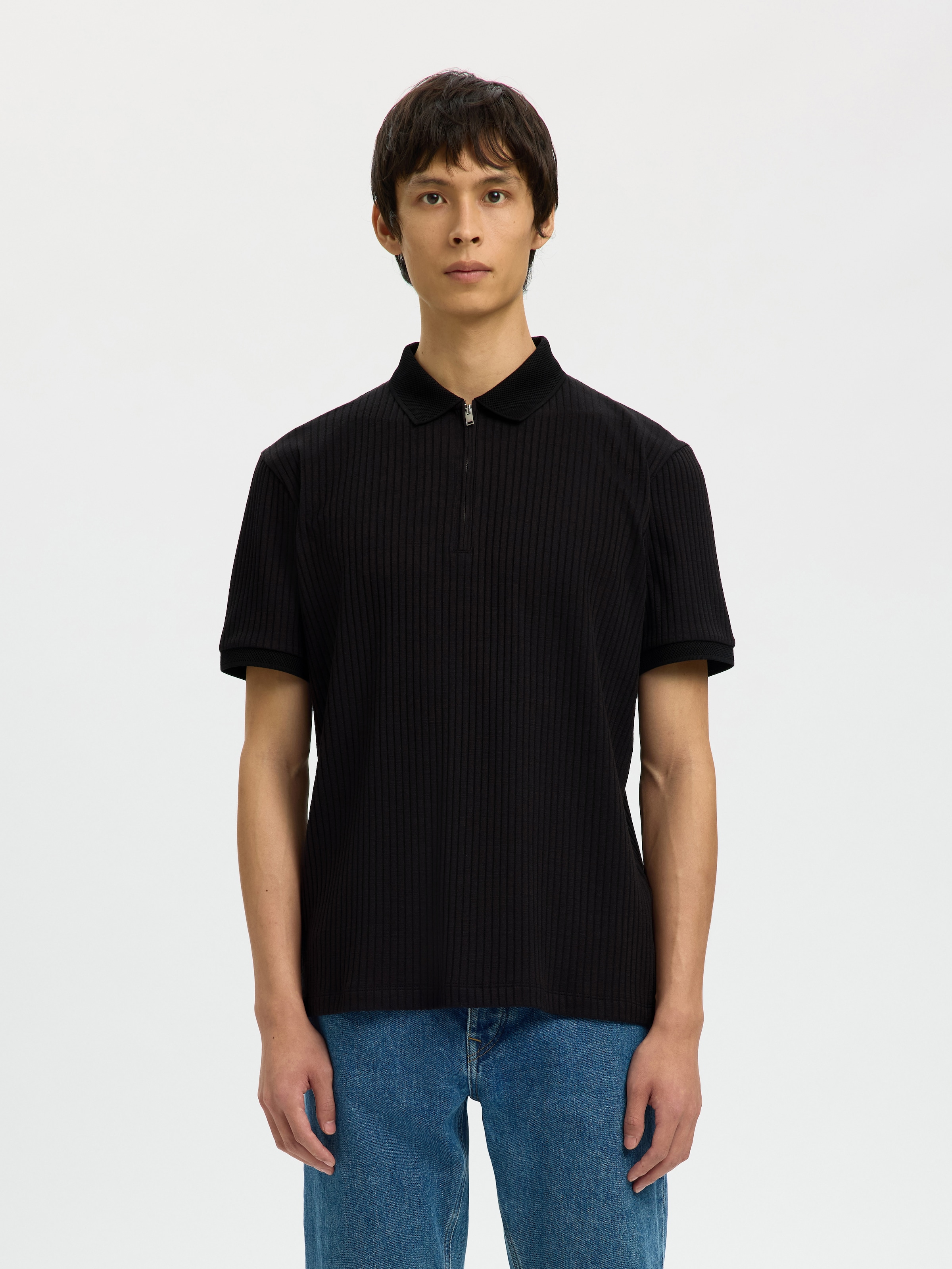 Selected Polo à Manches Courtes Fave Structure Polo Black M Homme