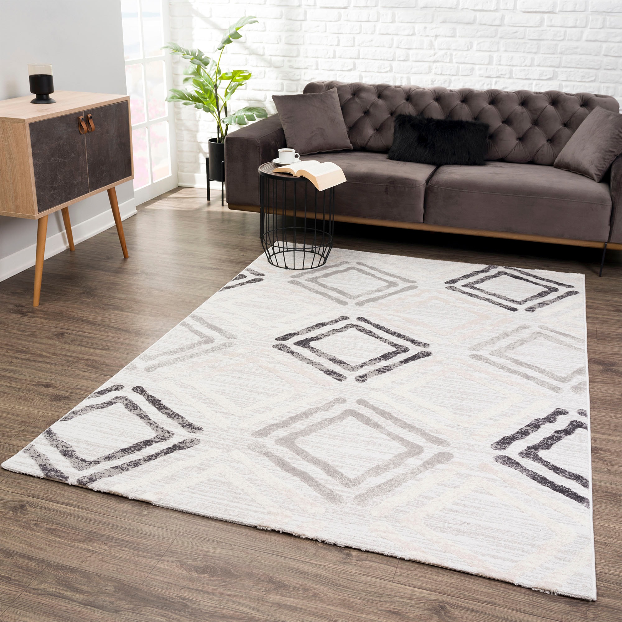 Sanat Teppich "Evra 7005, auch als Läufer erhältlich" rechteckig 22 mm Höhe Wohnzimmer, Kurzflor, modern, Hoch Tief Struktur