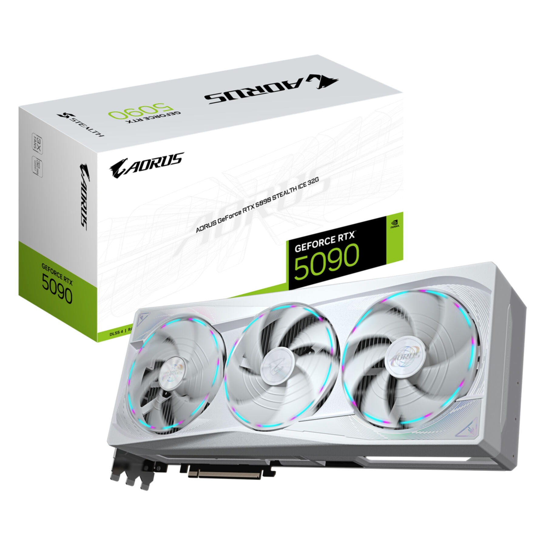 GIGABYTE Grafikkarte "AORUS GeForce RTX 5090 STEALTH ICE 32G Grafikkarte - 32GB GDDR7, 512bi"ohne farbbezeichnung, Grafikkarten