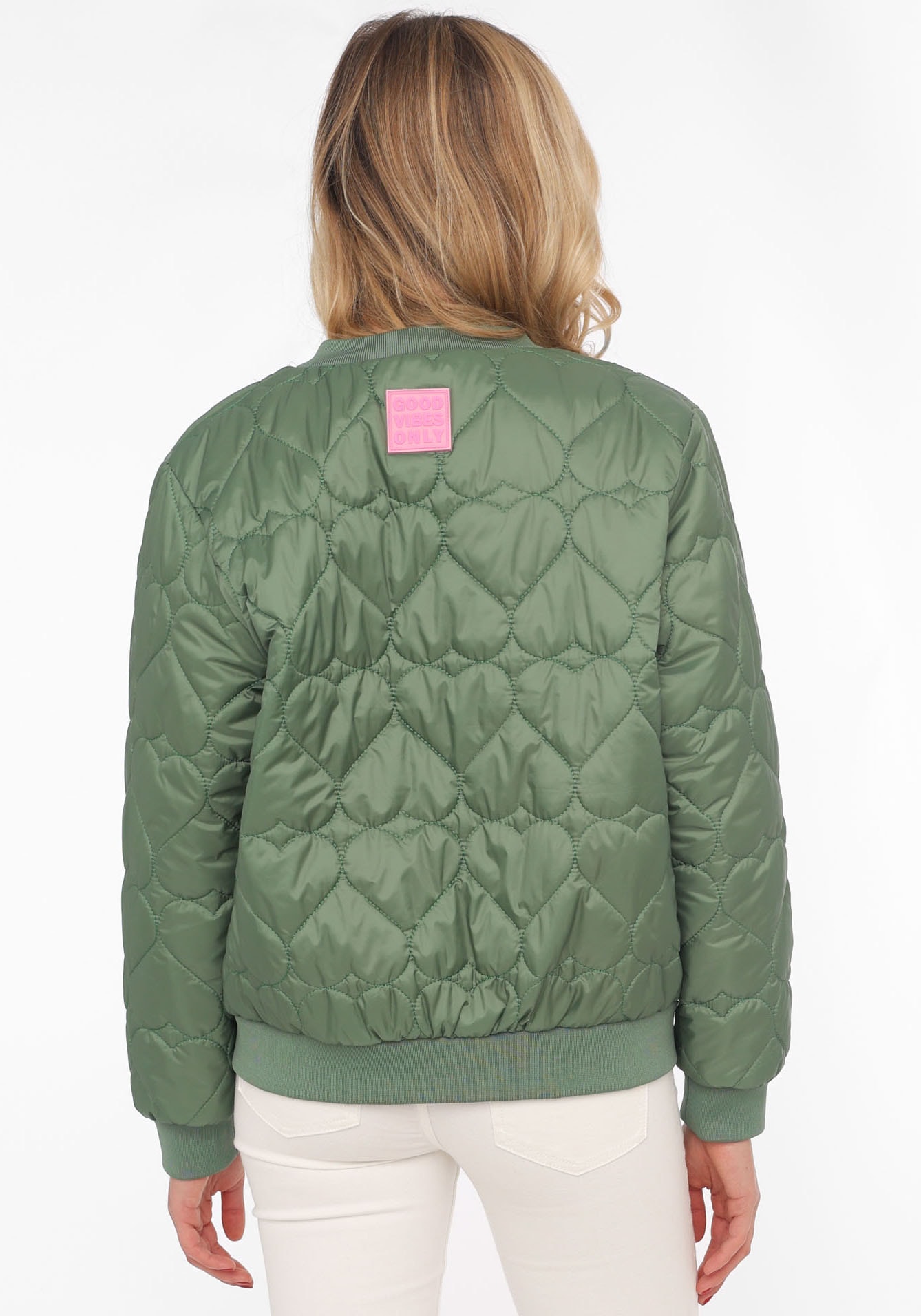 Zwillingsherz Bomberjacke »"Be Happy"«, ohne Kapuze, modisch, Kontrastdetails, regular fit, langärmelig, mit Herzsticker