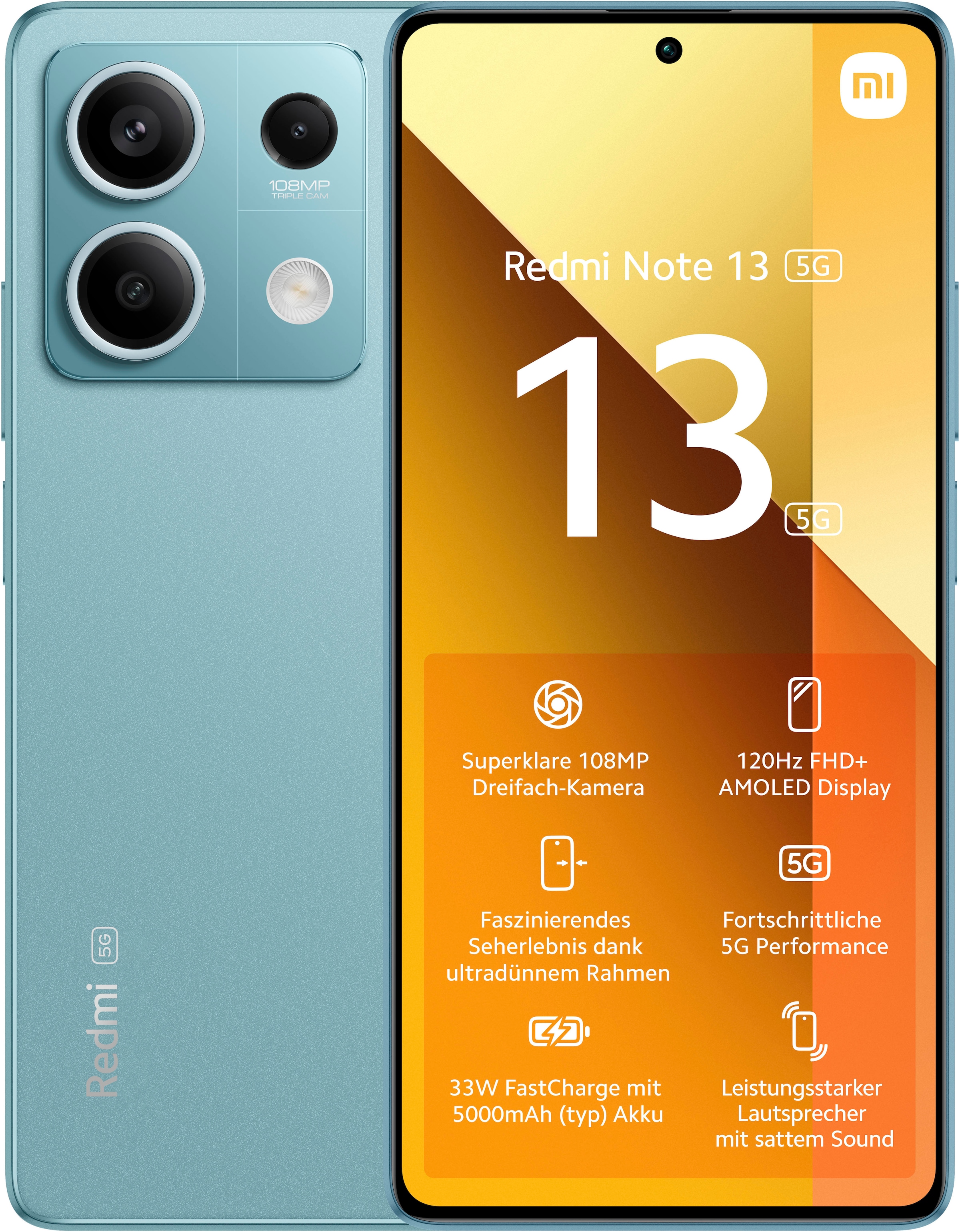 Smartphone »Redmi Note 13 5G 256Gb«, Ocean Teal, 16,94 cm/6,67 Zoll, 256 GB...
