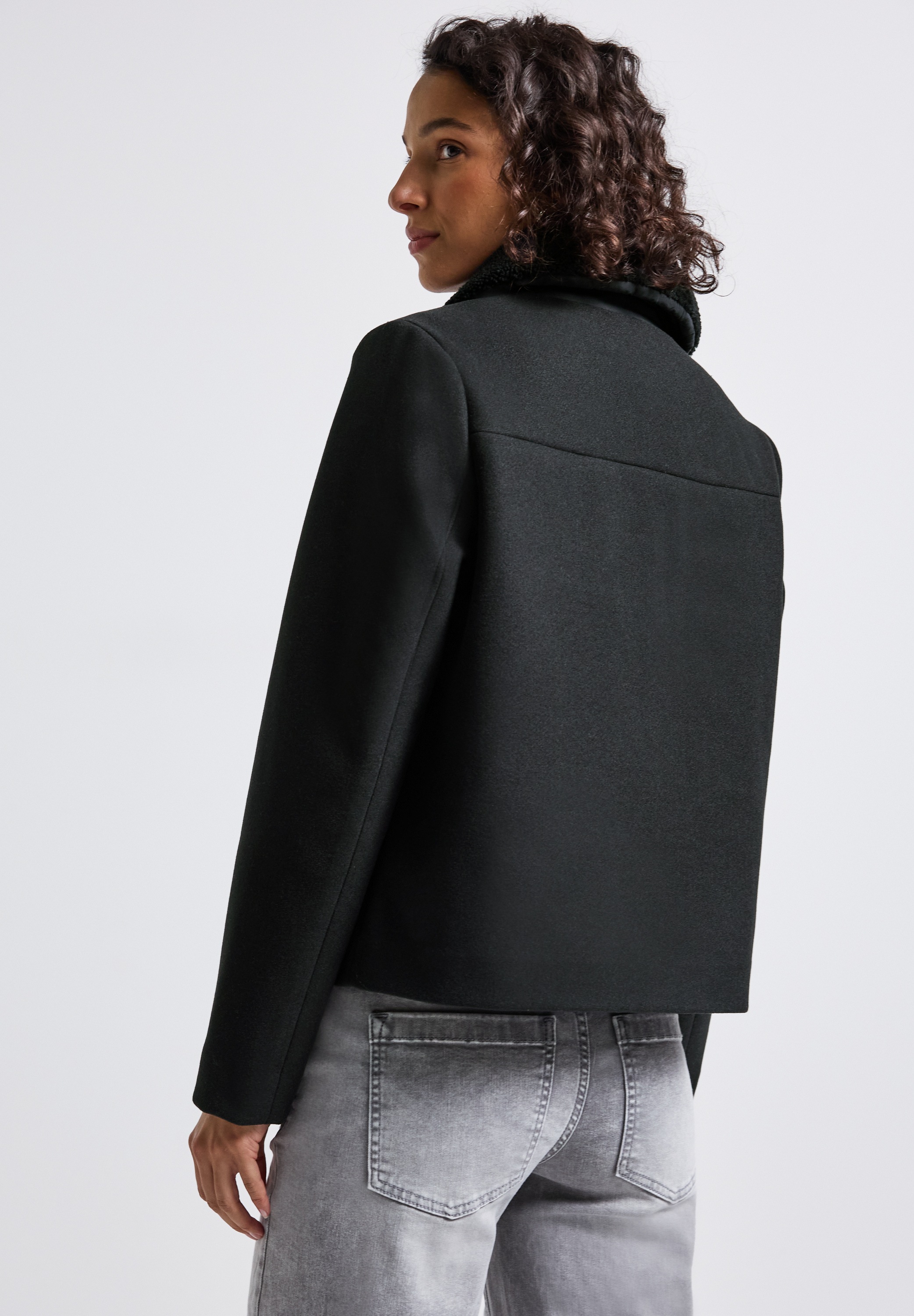 STREET ONE Outdoorjacke, ohne Kapuze, in Woll-Optik günstig online kaufen