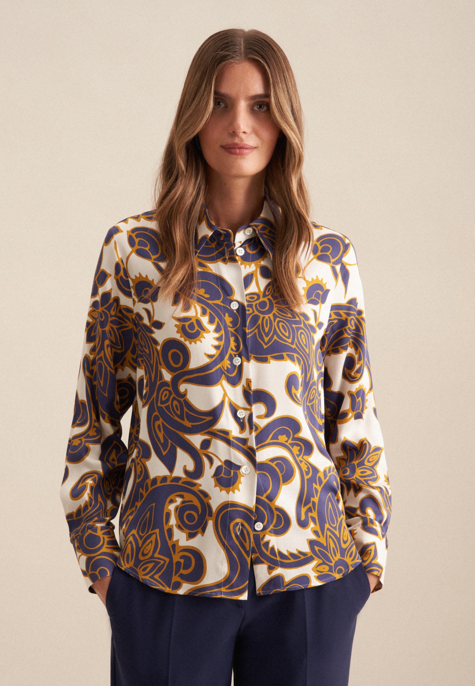 seidensticker Hemdbluse "Schwarze Rose" 1/1 Kragen Paisley günstig online kaufen