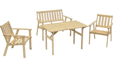 Garten-Essgruppe »Sylt«, (4 tlg., 2x Sessel, 1x Bank, 1x Tisch)