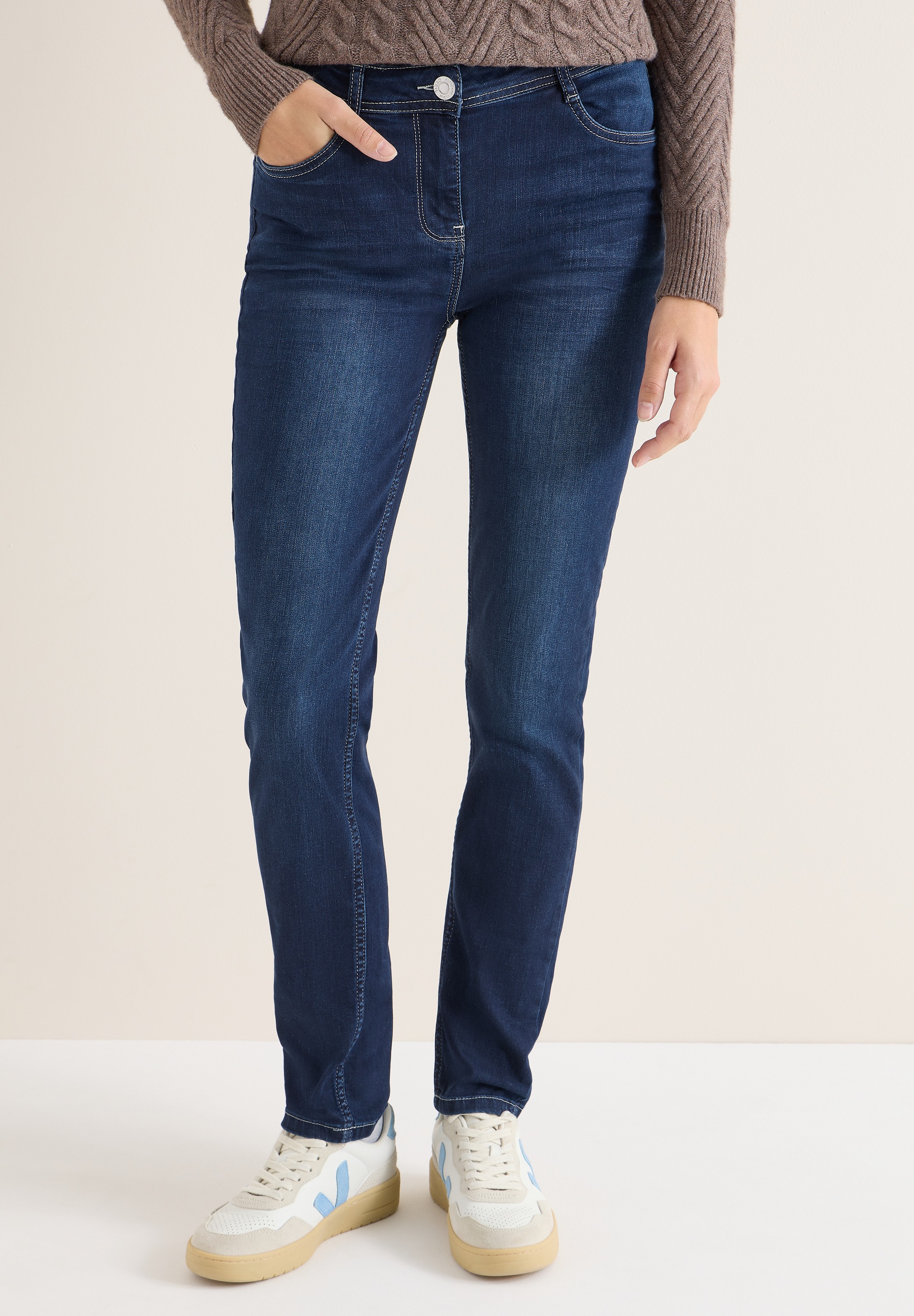 Cecil Slim-fit-Jeans in dunkelblauer Waschung günstig online kaufen