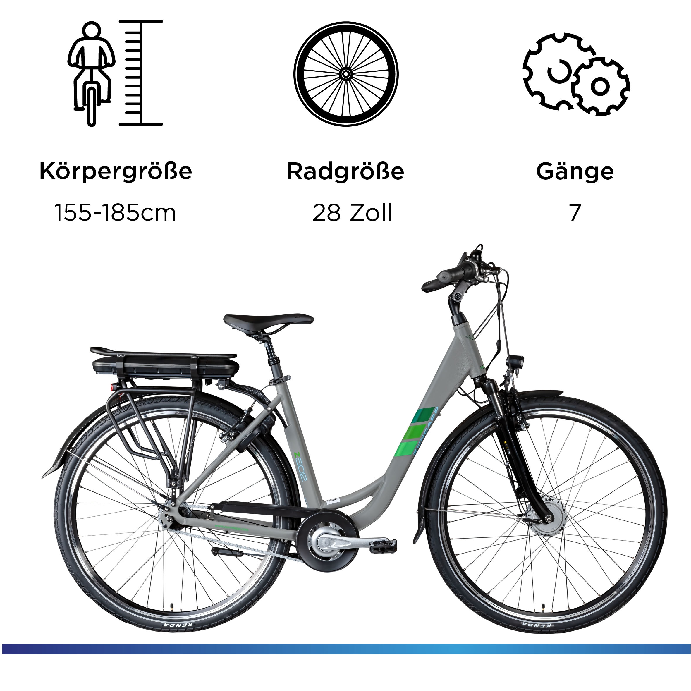 Zündapp E-Bike »Z502«, 7 Gang, Frontmotor 250 W