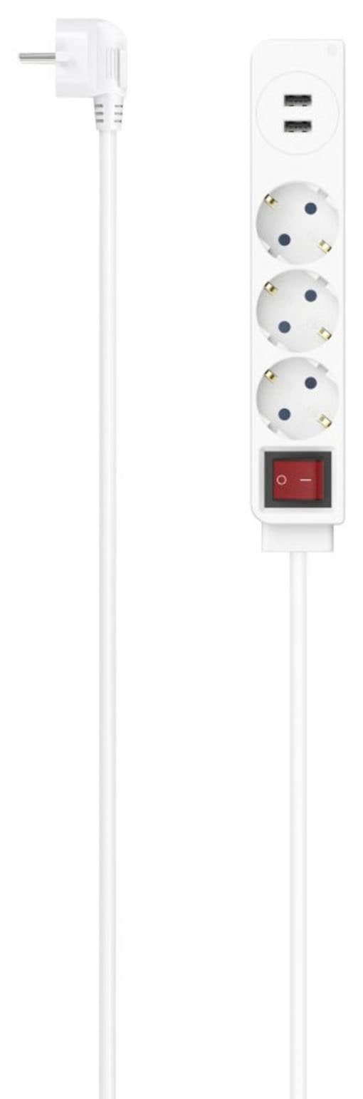 Hama Steckdosenleiste, 5-fach, (Ein- / Ausschalter-USB-Anschlüsse Schutzkontaktkupplung-Schutzkontaktstecker Kabellänge 