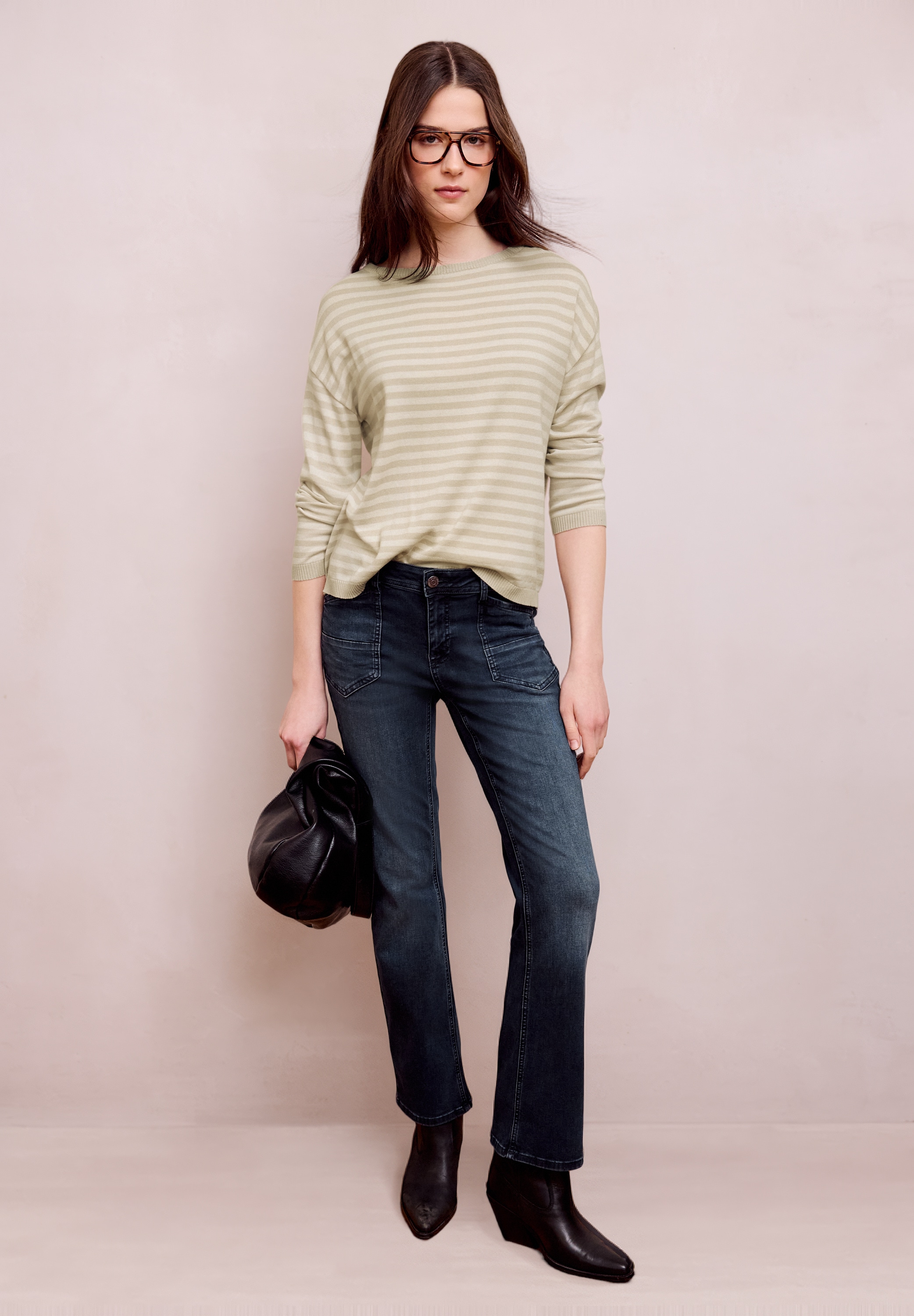 STREET ONE STUDIO Streifenpullover mit U-Boot-Ausschnitt