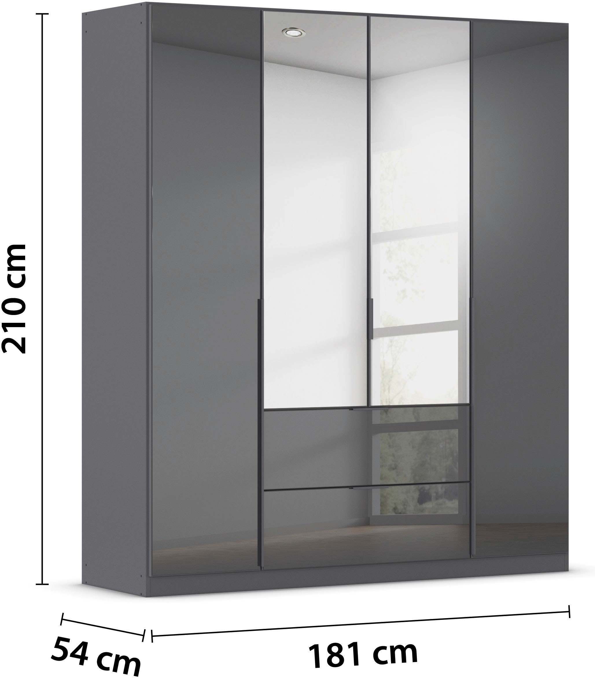 rauch Drehtürenschrank »Kleiderschrank Kleiderschränke Schrank Garderobe AGORDO mit Glasfront«, (in zwei Griff-Farben, Breiten 91-360 cm), mit Außenschubkästen, in 7 Breiten und 2 Höhen MADE IN GERMANY