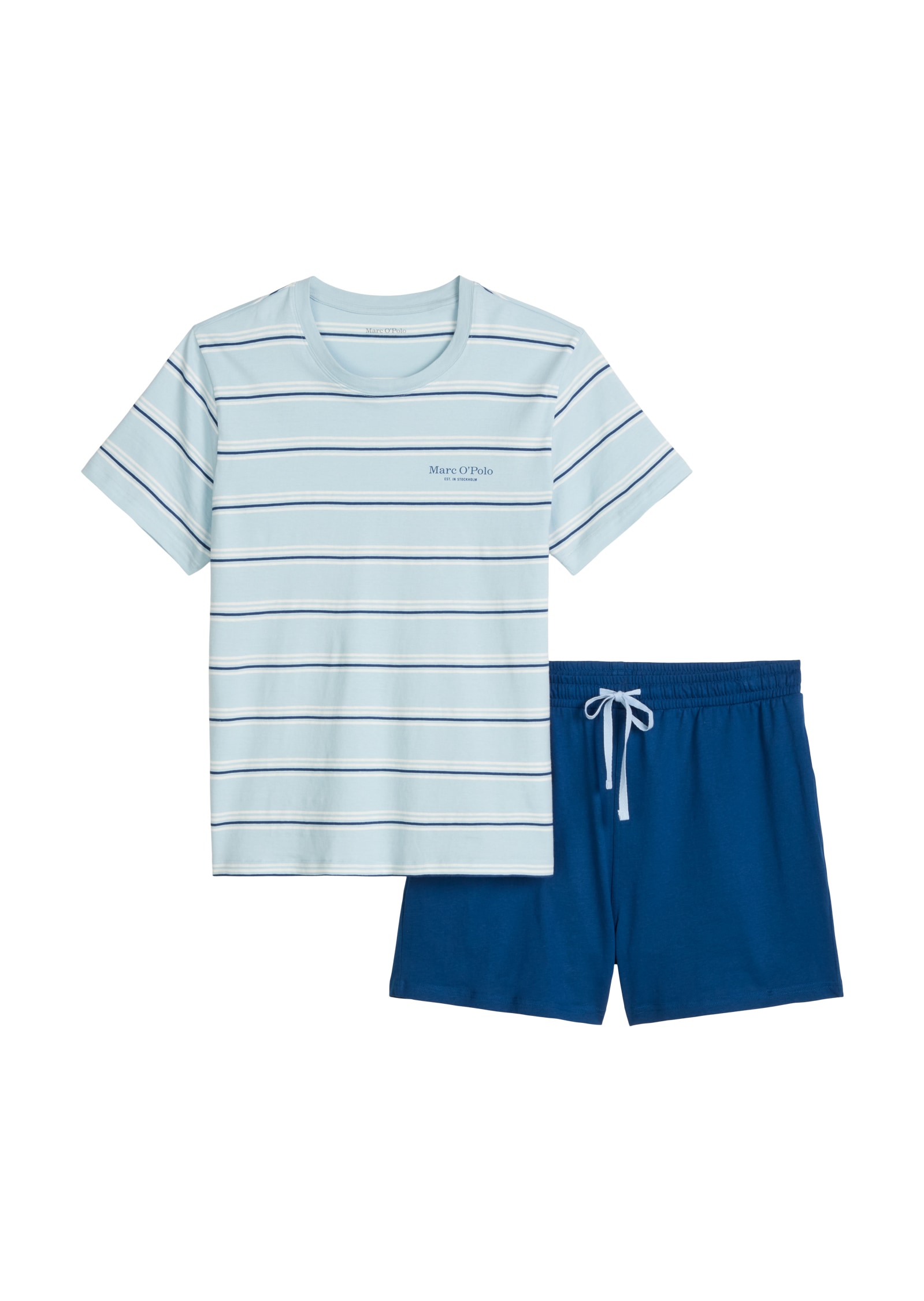 Marc O'Polo Shorty »Mix N Match Cotton« 2 tlg. mit kurzem Arm und Rundhalsausschnitt, Hose mit Gummizug und Bindeband