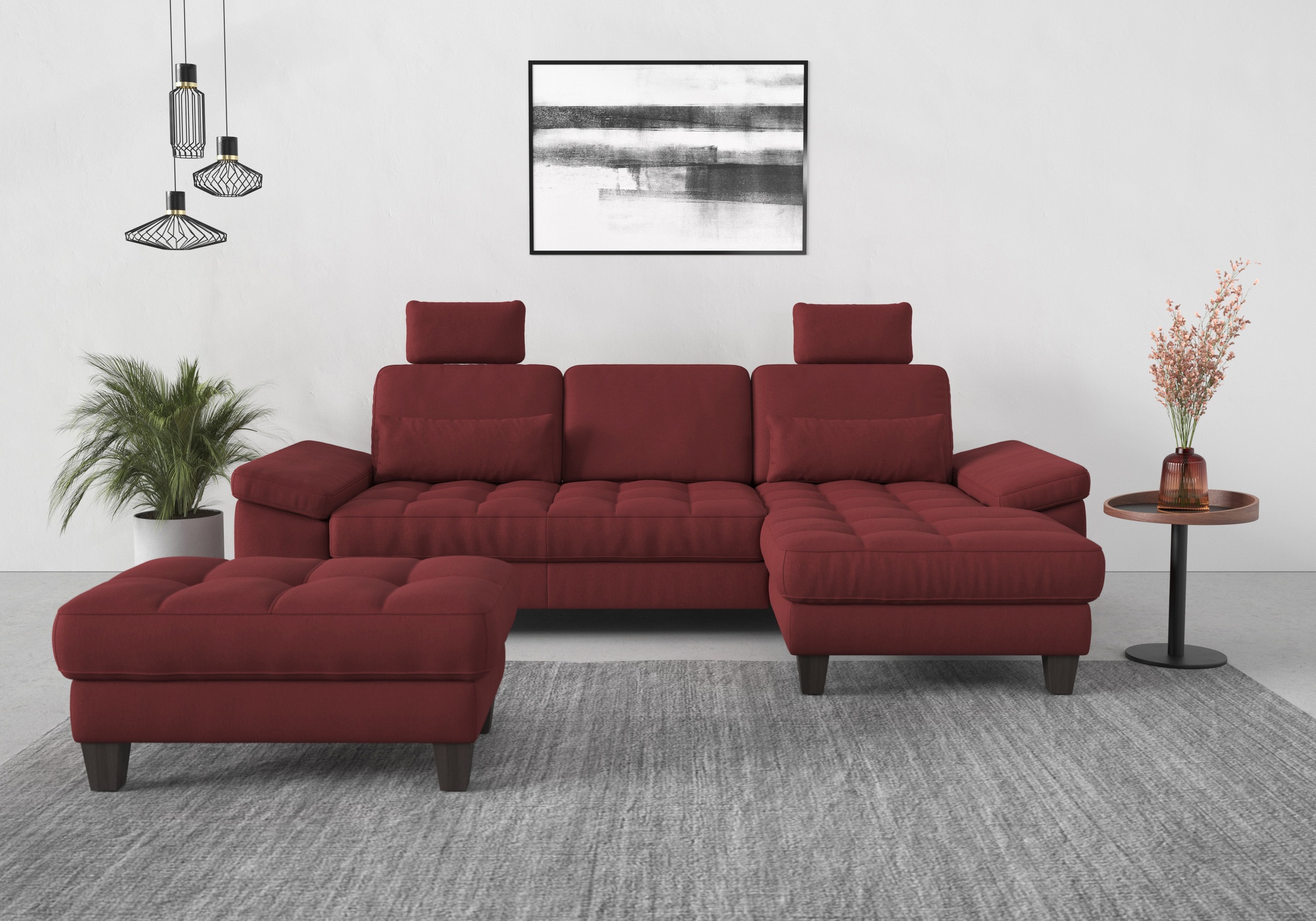 sit&more Ecksofa »Westham L-Form«, Recamiere, mit oder ohne Bettfunktion, Bettkasten, Füße wengefarben