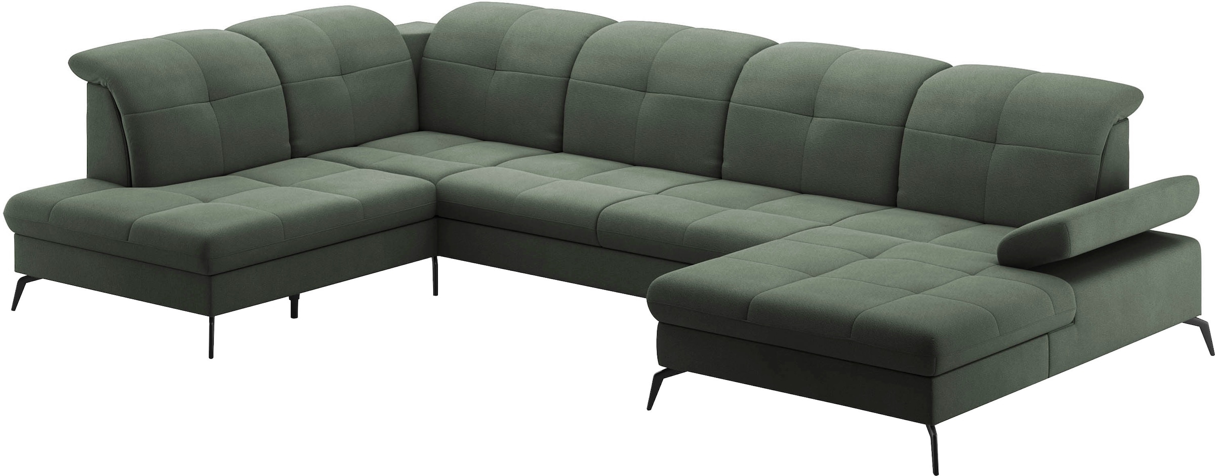 sit&more Wohnlandschaft »Amica, U-Form, inkl. Sitztiefenverstellung und Armteilverstellung«, wahlweise mit Kopfteilverstellung, Bettfunktion und Bettkasten