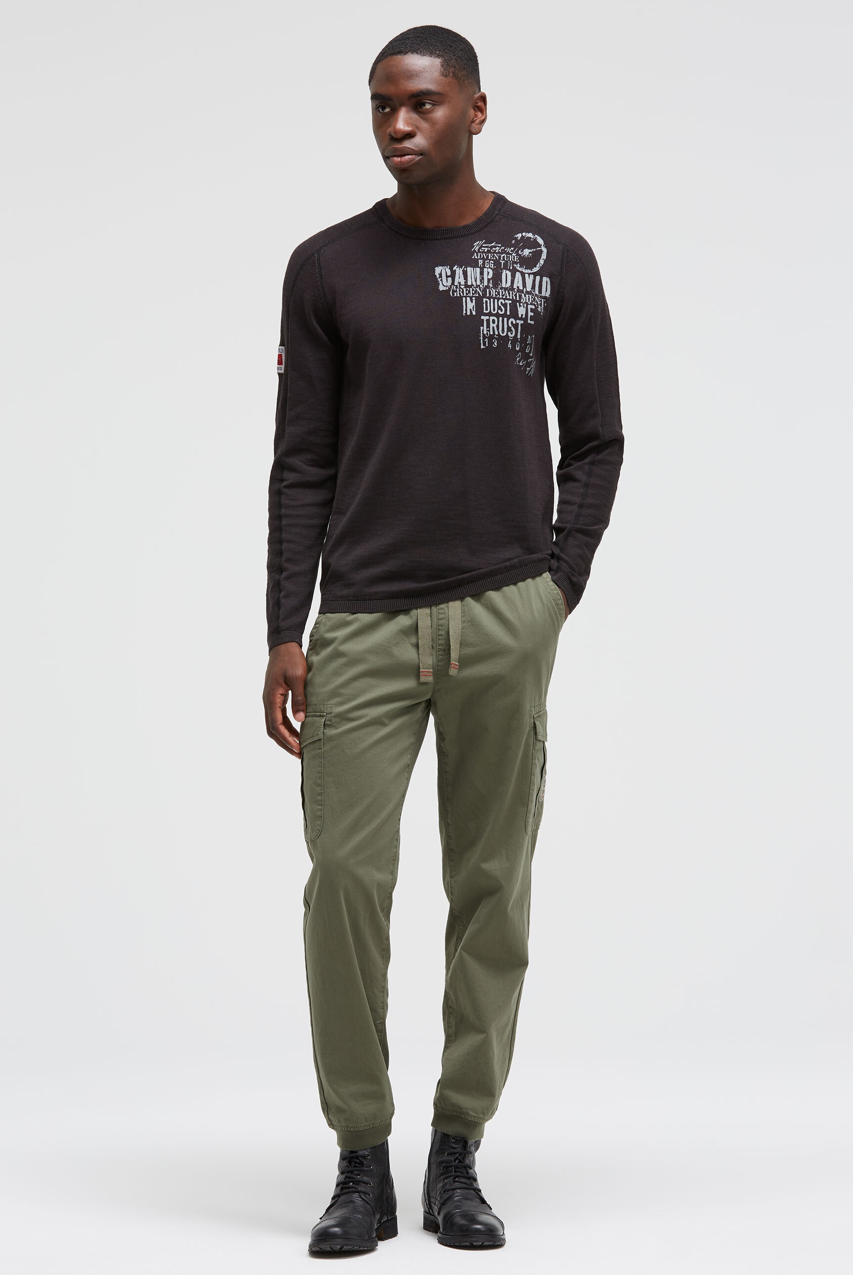 CAMP DAVID Rundhalspullover aus Baumwolle