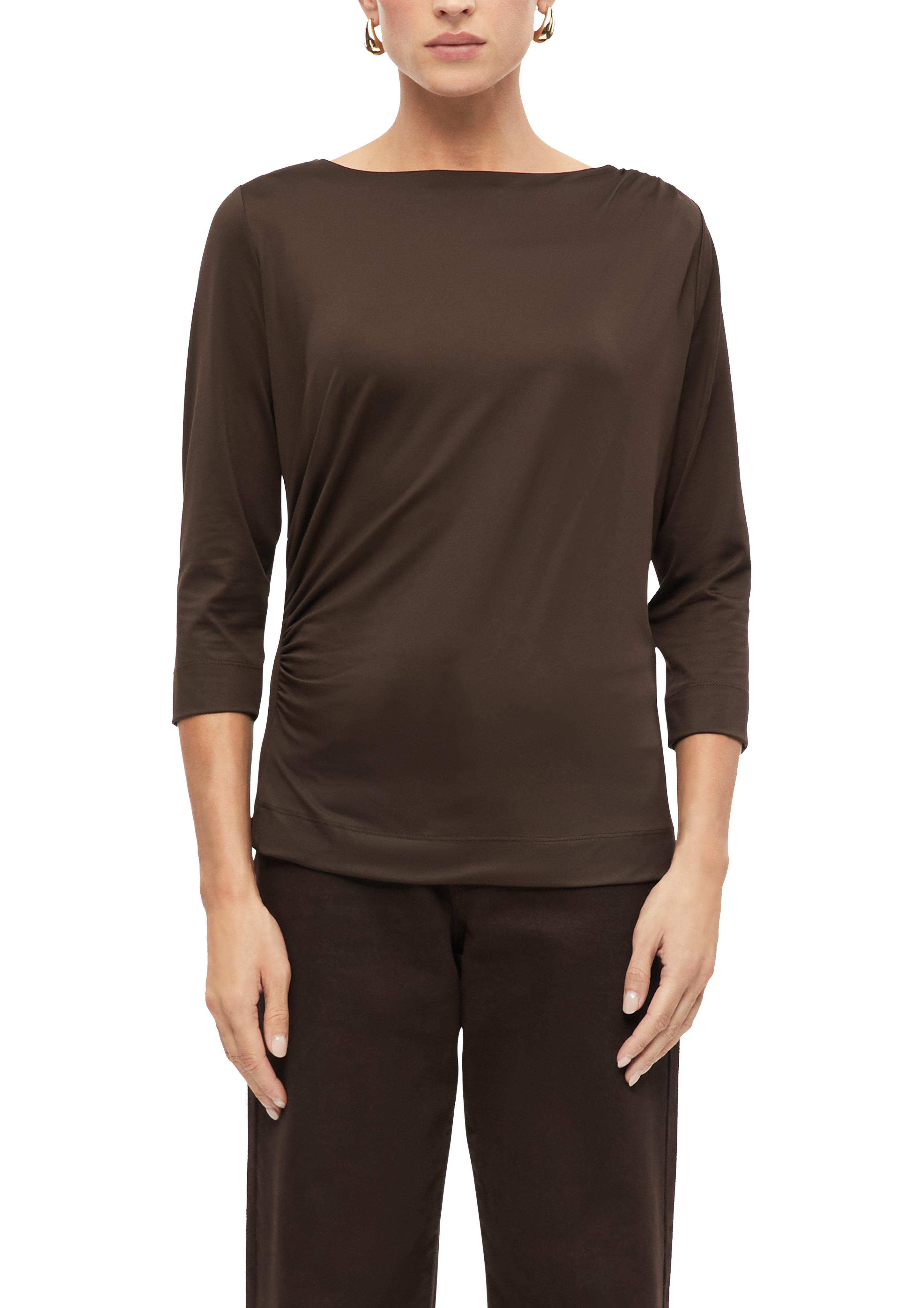 s.Oliver BLACK LABEL 3/4-Arm-Shirt Sommershirt mit seitlicher Saffung
