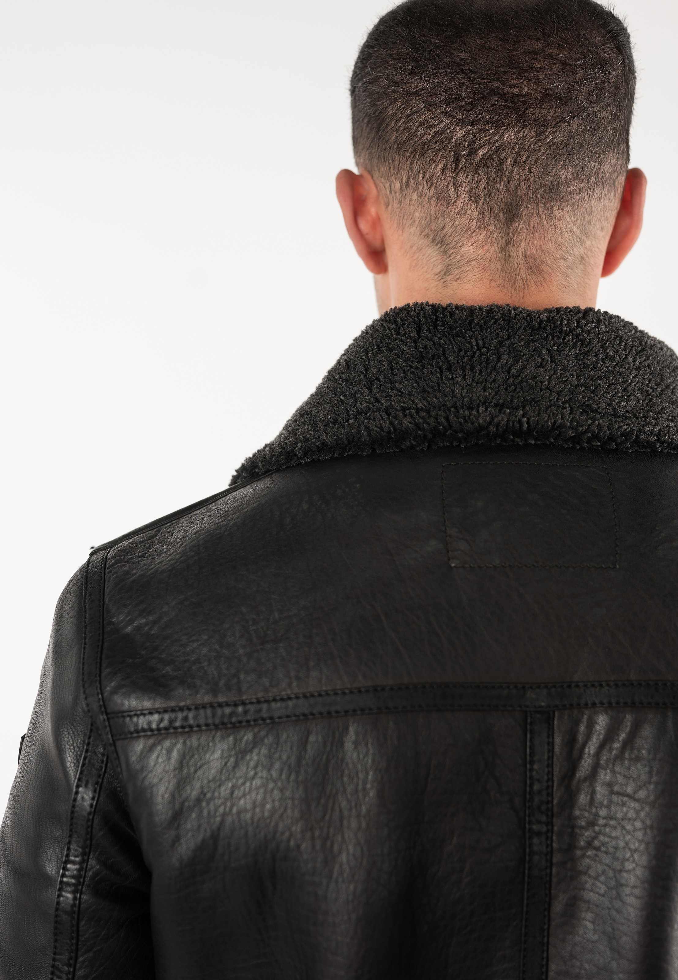 Mauritius Lederjacke »MMPolarforce« im Sherpa-Look mit Besatz am Kragen